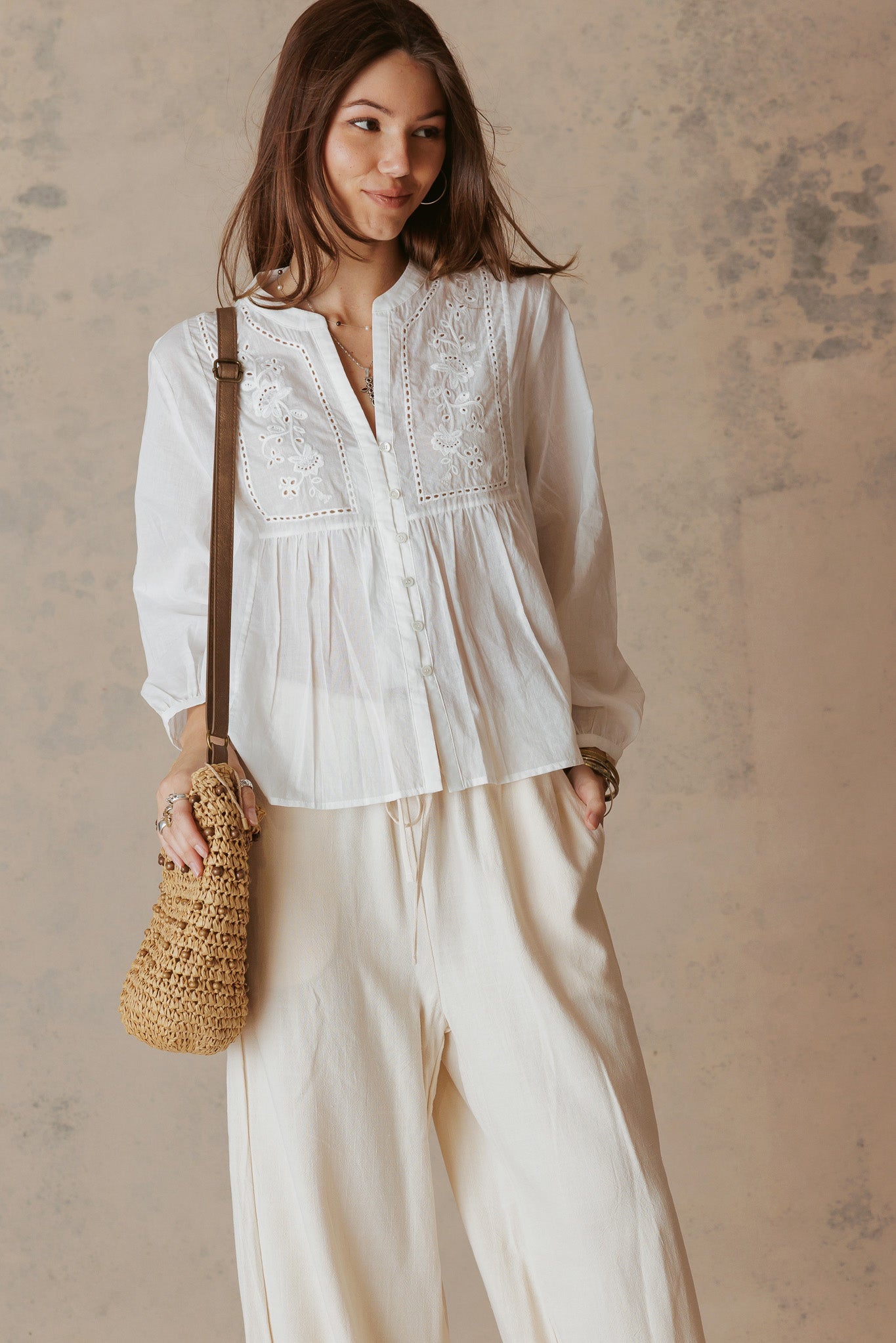 Marlee Long Sleeve Embroidered Blouse