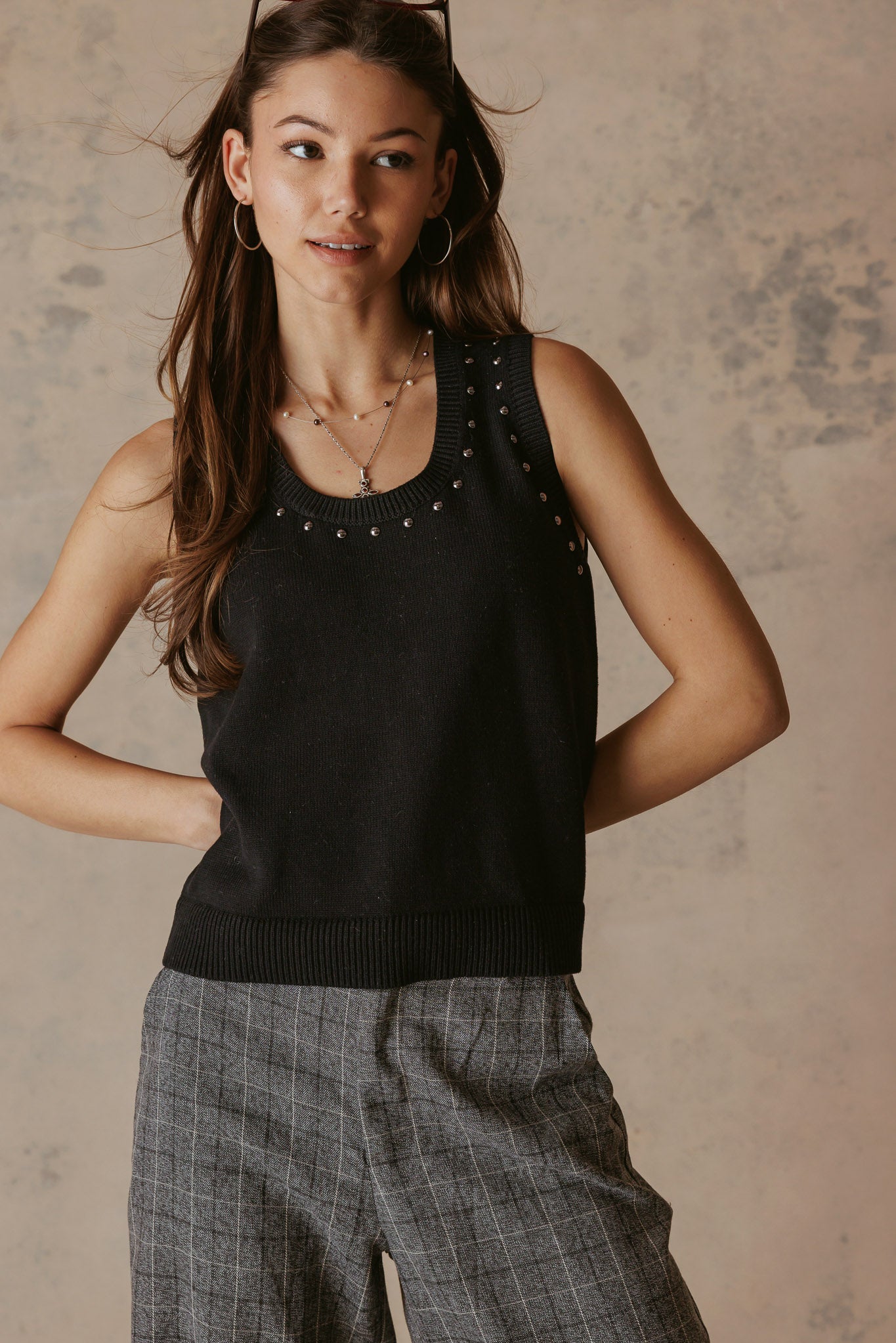 Nancy Studded Knit Tank