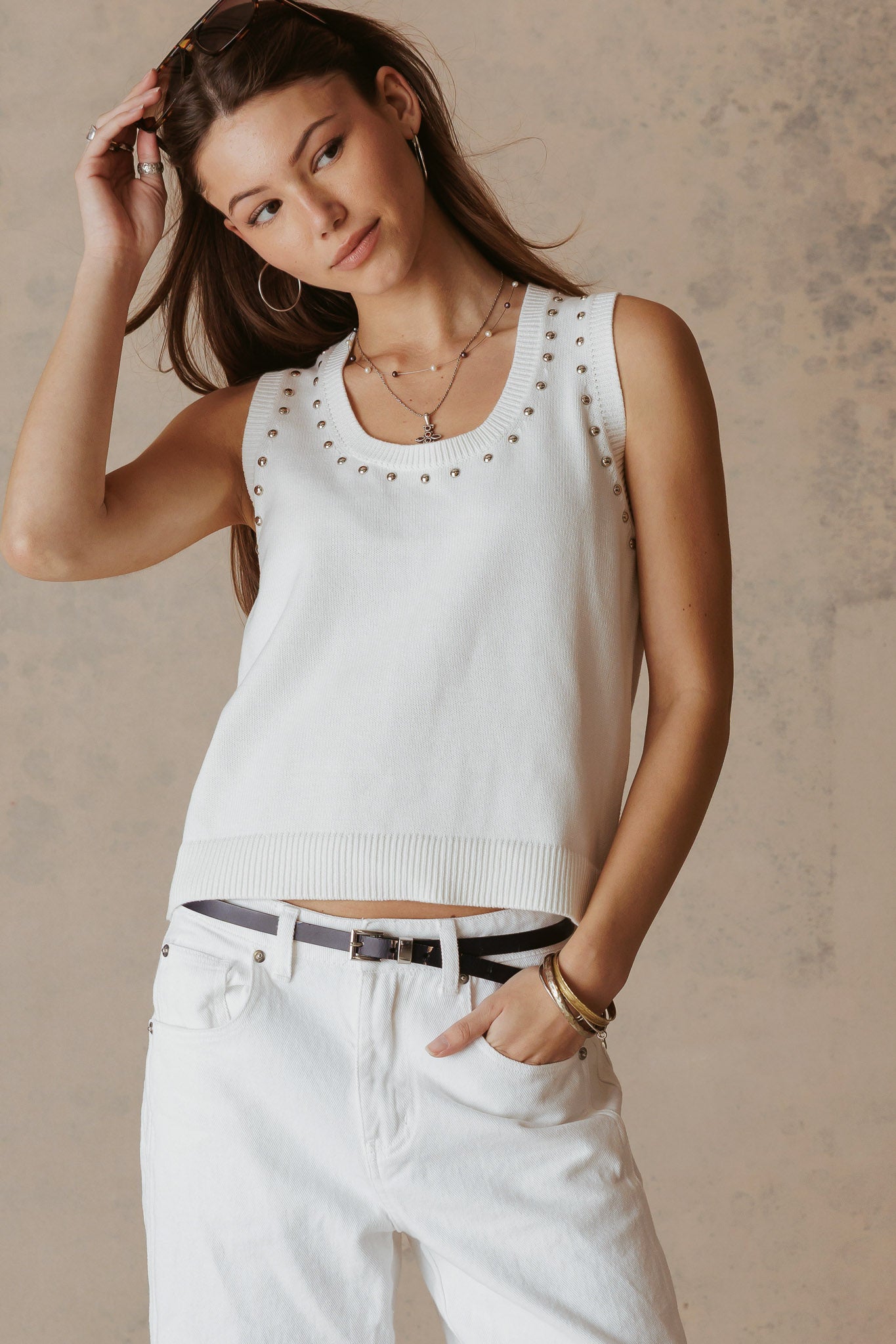 Nancy Studded Knit Tank