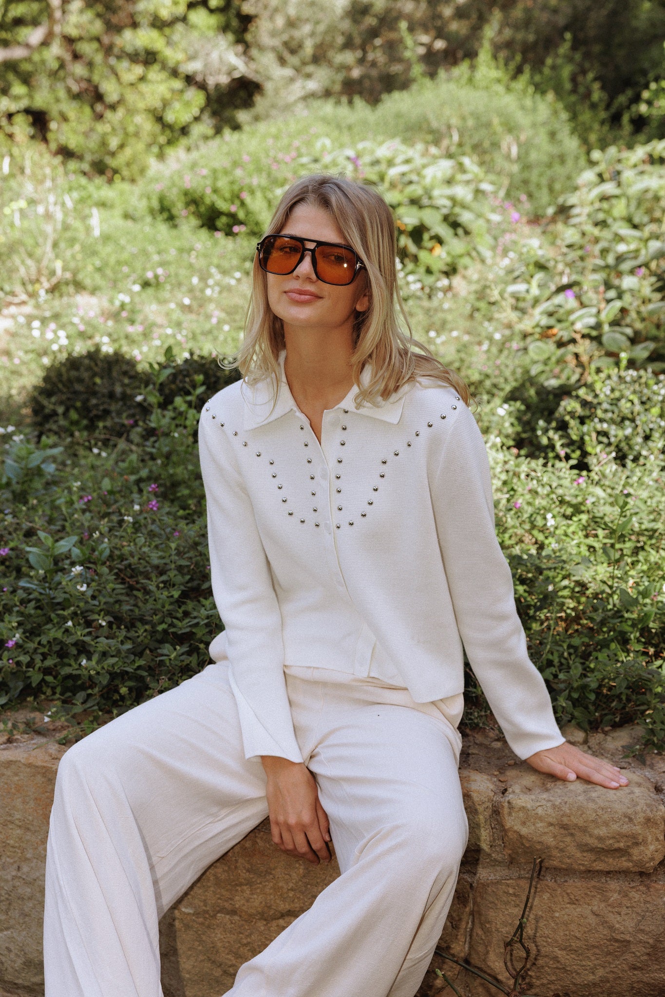 Theresa Studded Collar Knit Jacket