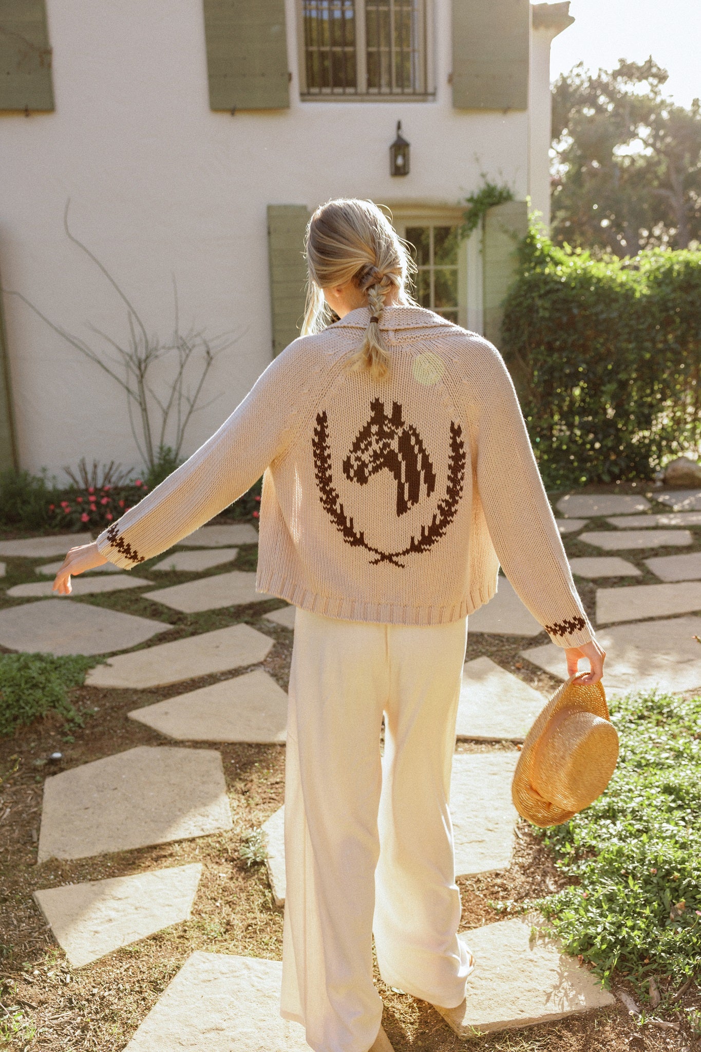 Brigitta Cotton Open Cardigan with Horse Graphic