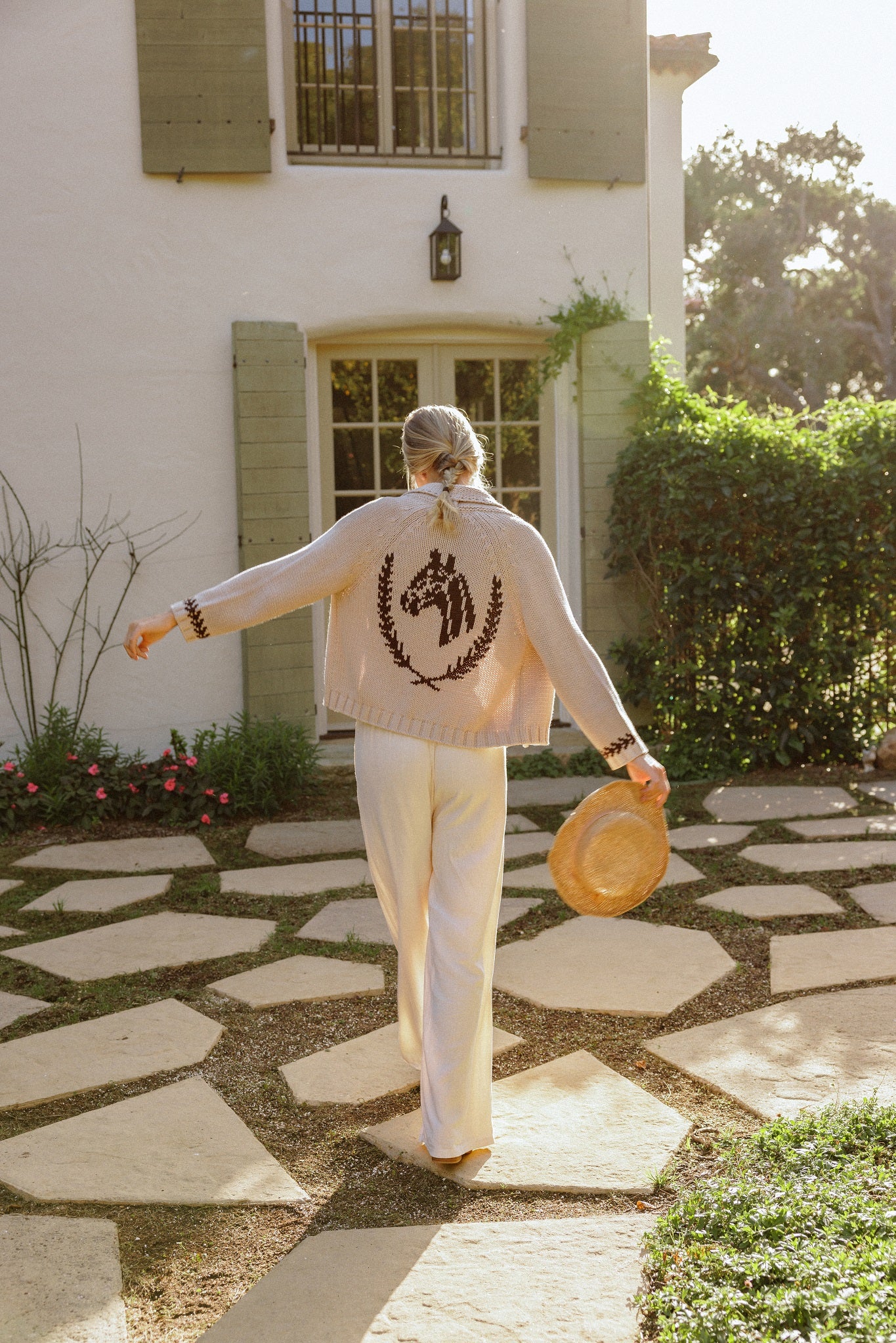 Brigitta Cotton Open Cardigan with Horse Graphic