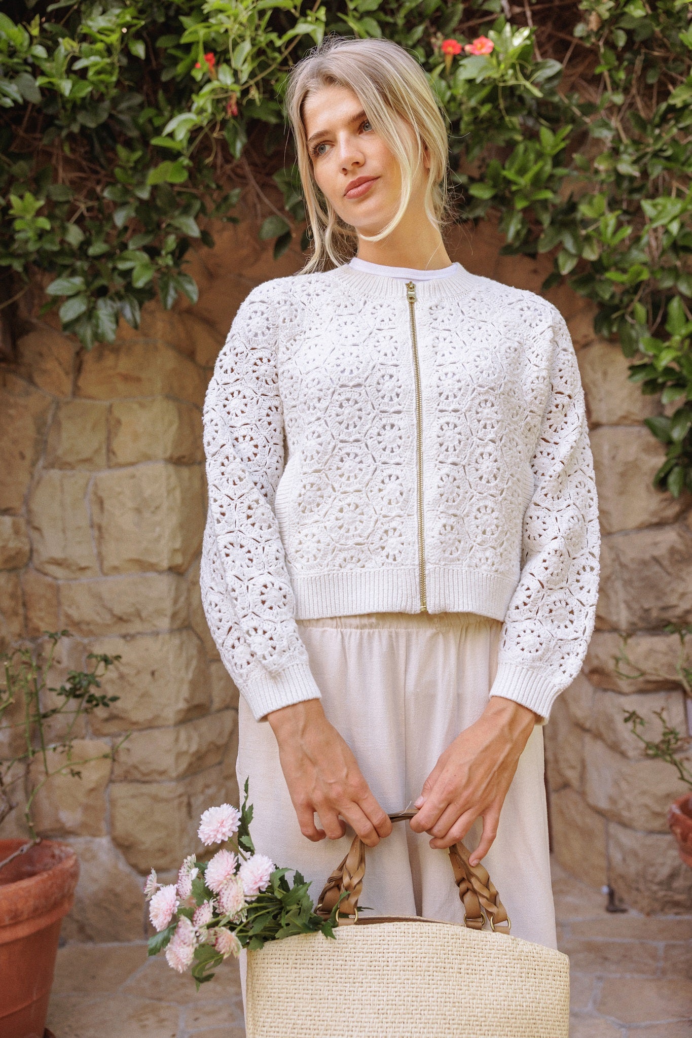 Kezia Hand Crochet Bomber Jacket