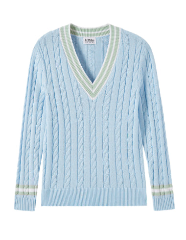 Milana Cotton Cable Varsity V neck