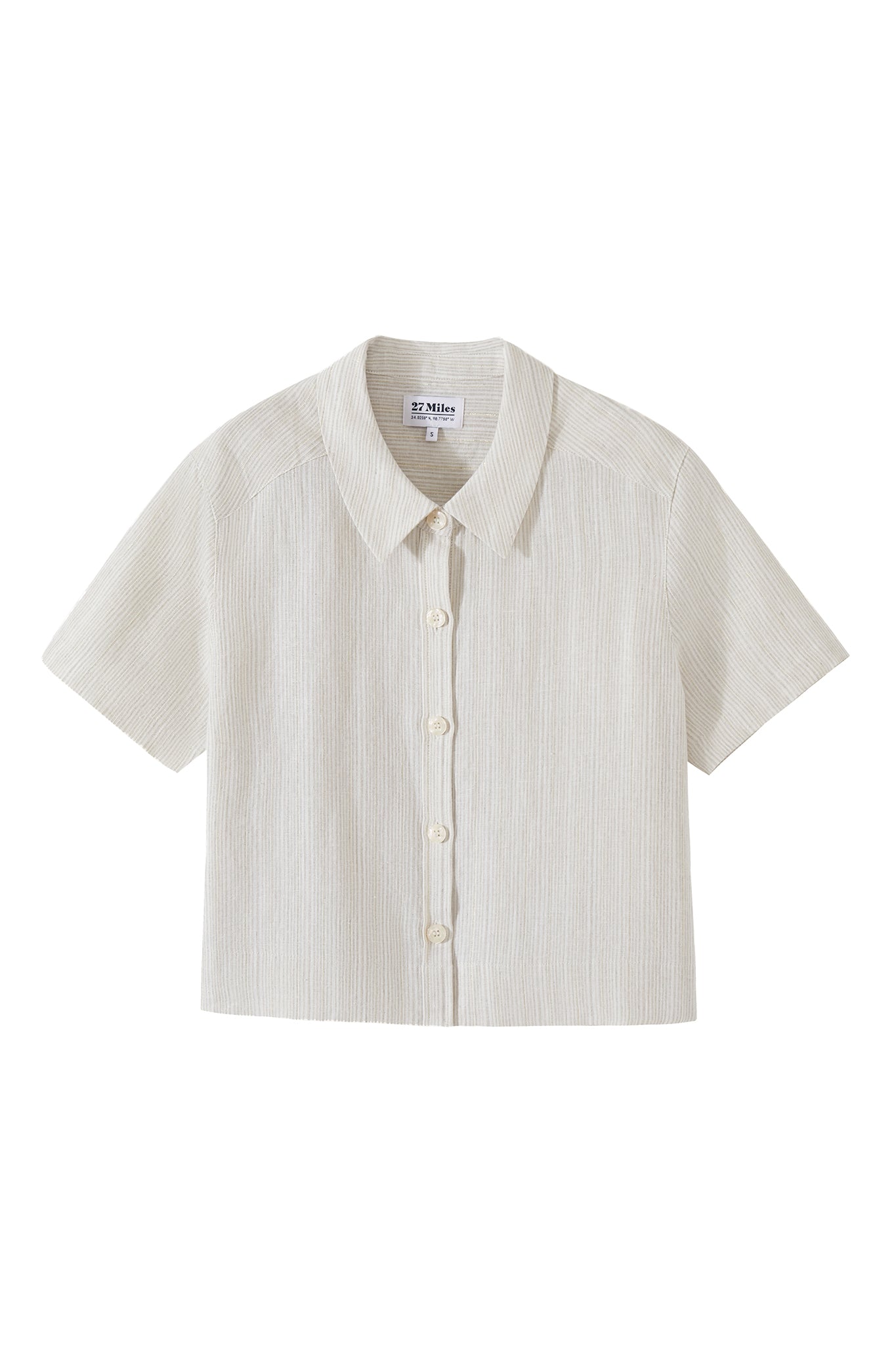 Sole Short Sleeve Lurex Pi Stripe Crop Shirt