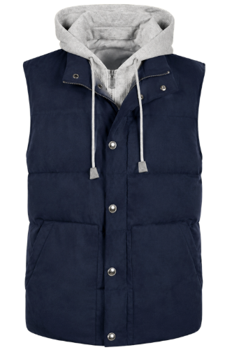 Cato Men's  SUEDE QUILTED VEST WITH DETACHABLE HOODIE