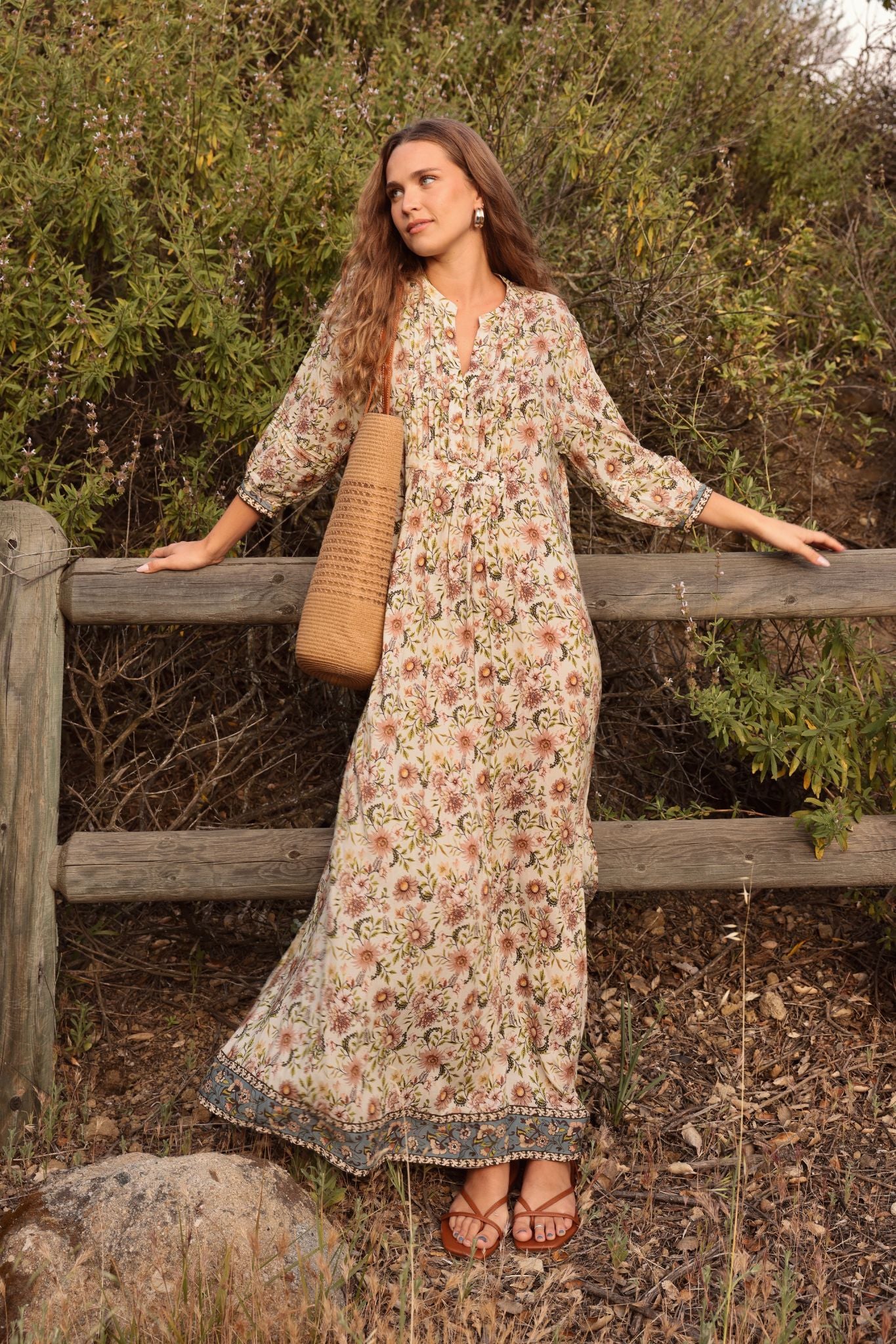 Melania Placement Printed Maxi Dress