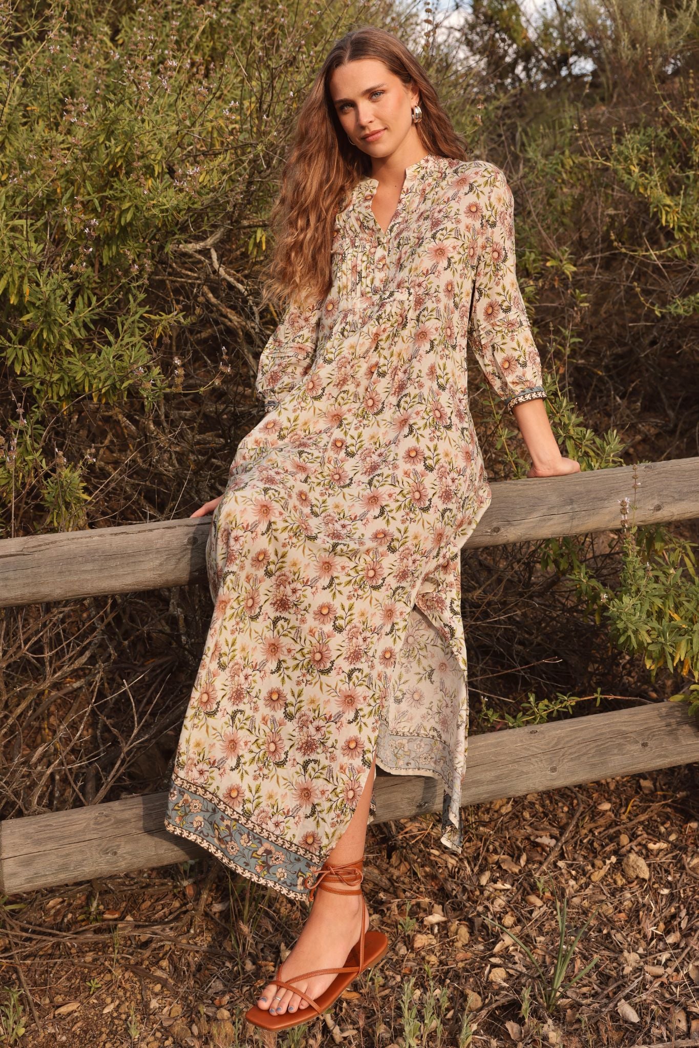 Melania Placement Printed Maxi Dress