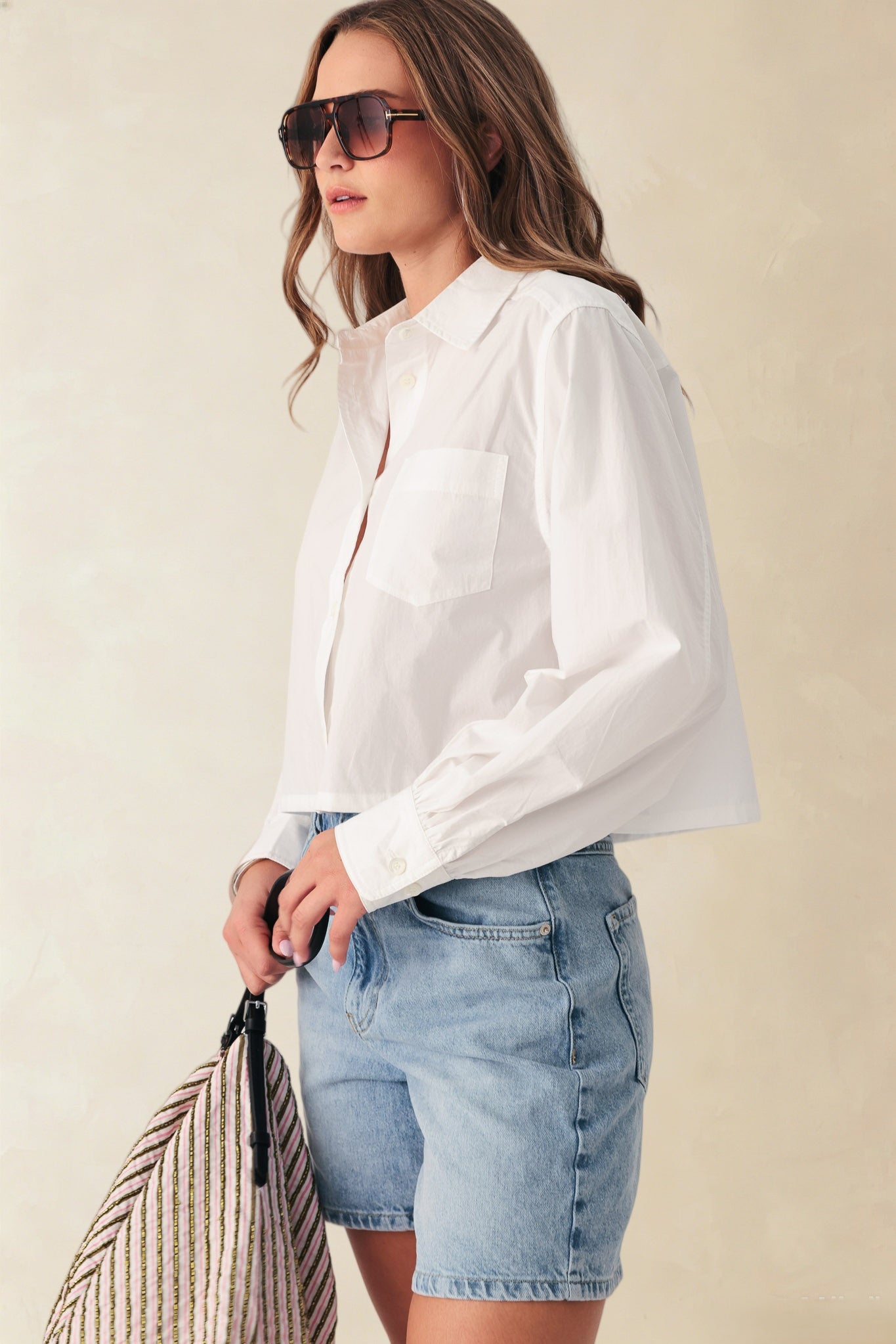 Ashlyn Cropped Boxy Cotton Shirt