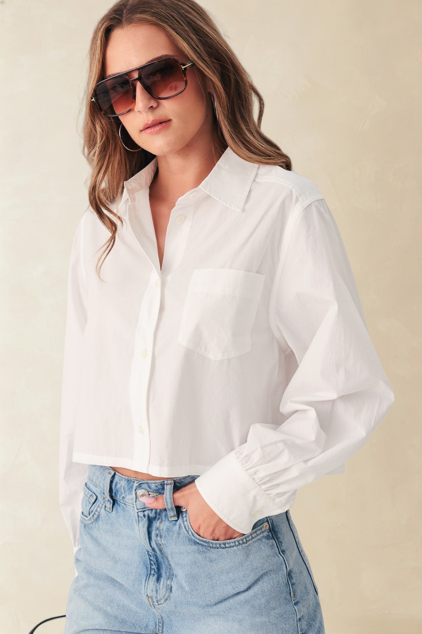 Ashlyn Cropped Boxy Cotton Shirt