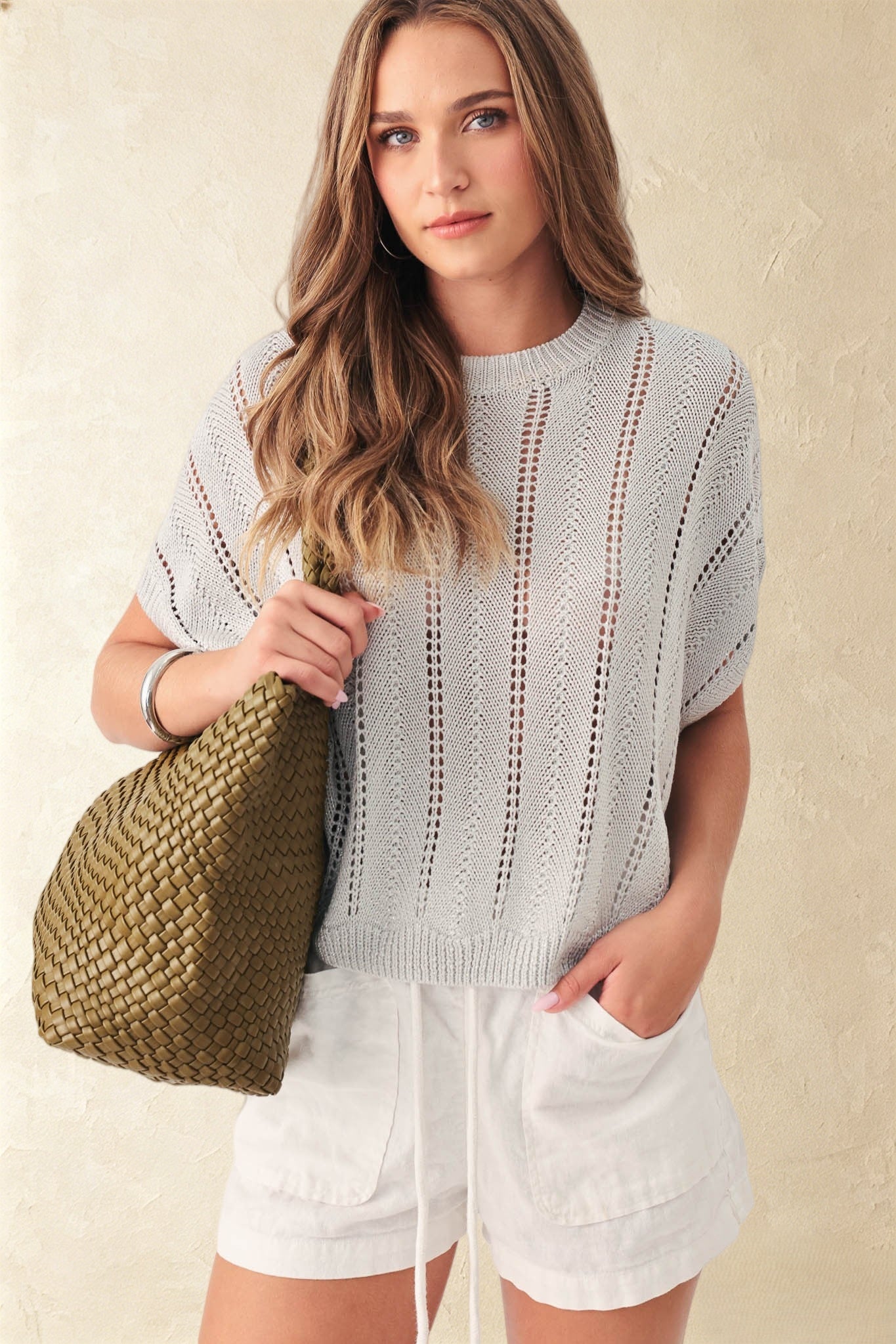 Astrid Sequin Openstitch Knit Vest