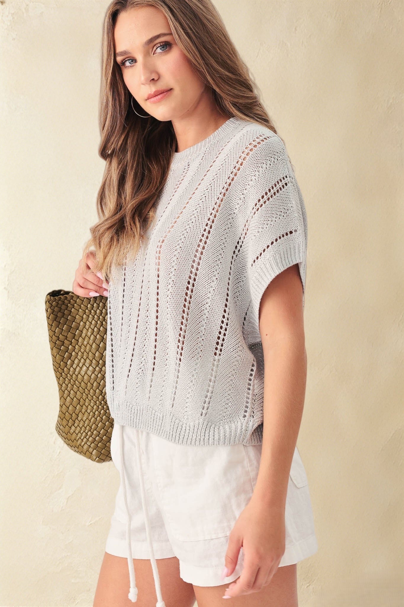 Astrid Sequin Openstitch Knit Vest