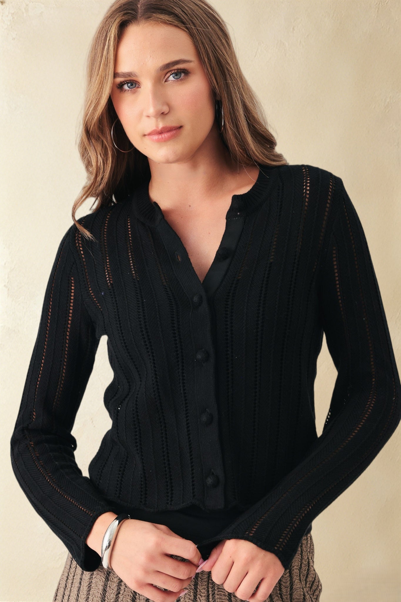 Elody Cotton Pointelled Cardigan