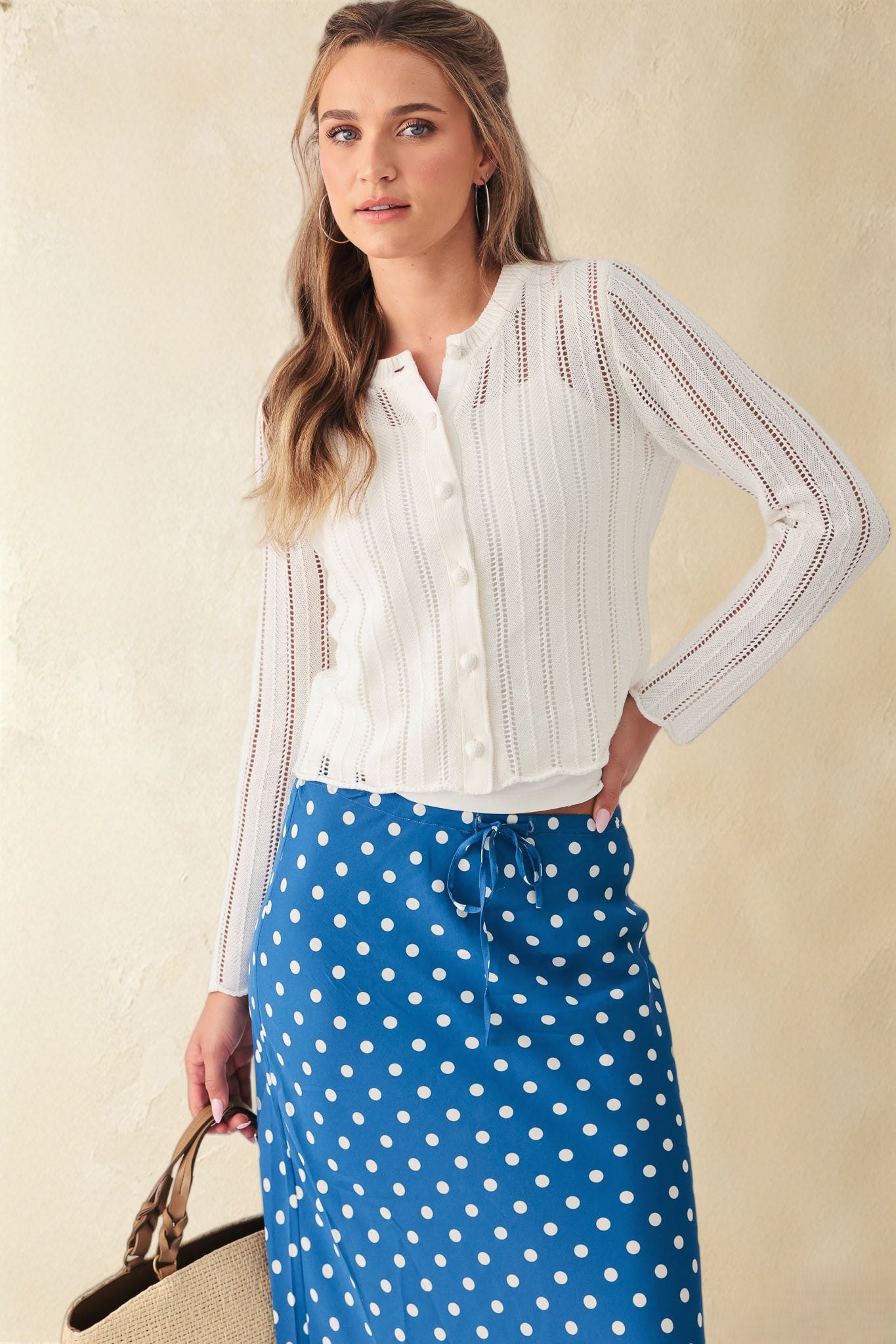 Elody Cotton Pointelled Cardigan