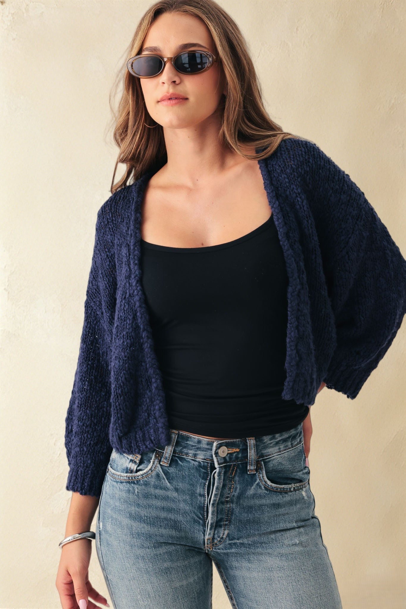 Erin Slub Cotton Open Cardigan