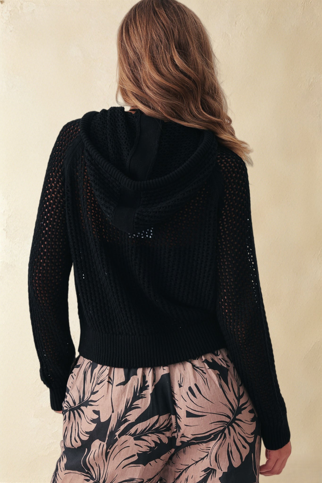 Marian Cotton Open Stitch Cropped Hoodie