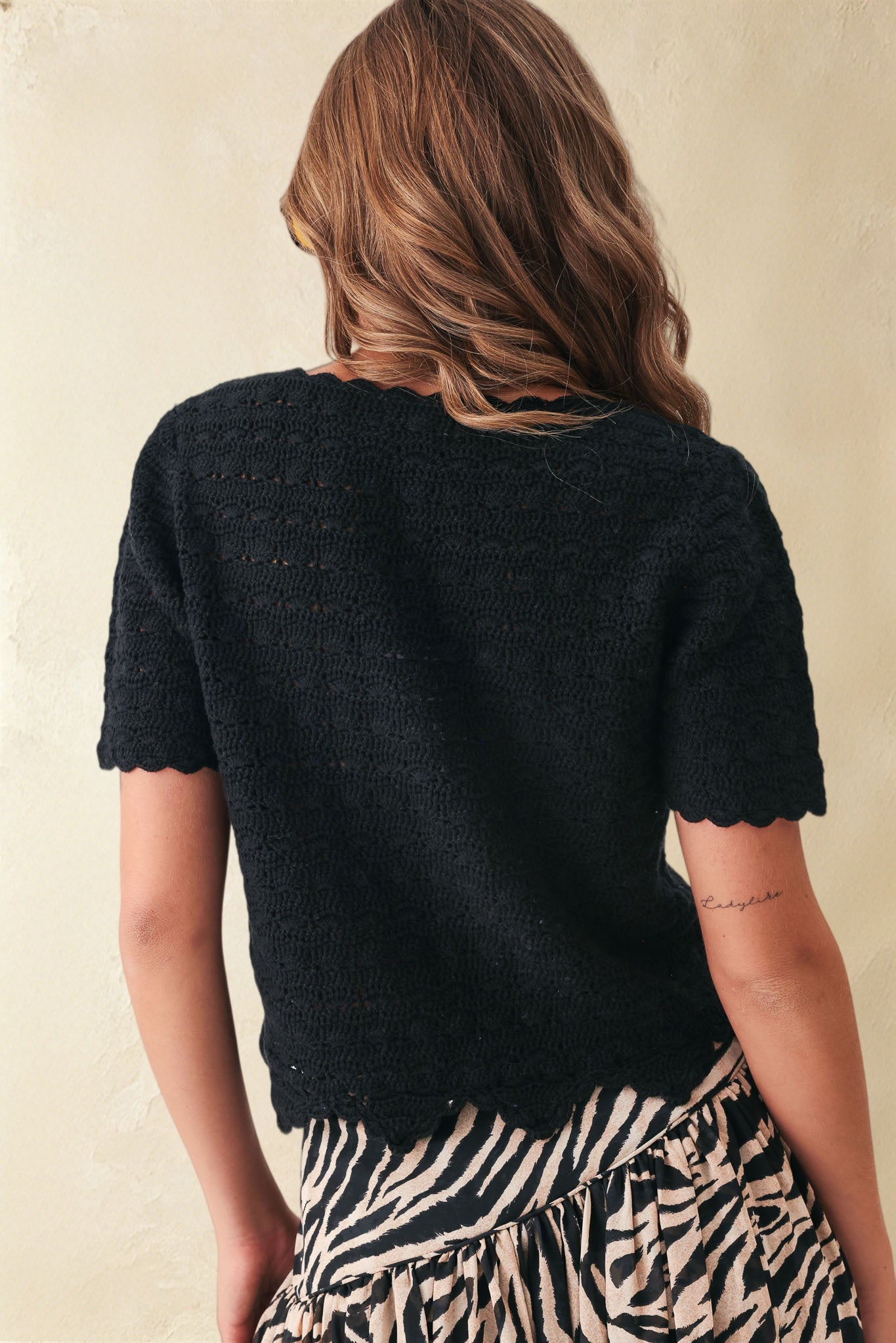 Giana Cotton Short Sleeve Hand Crochet Top
