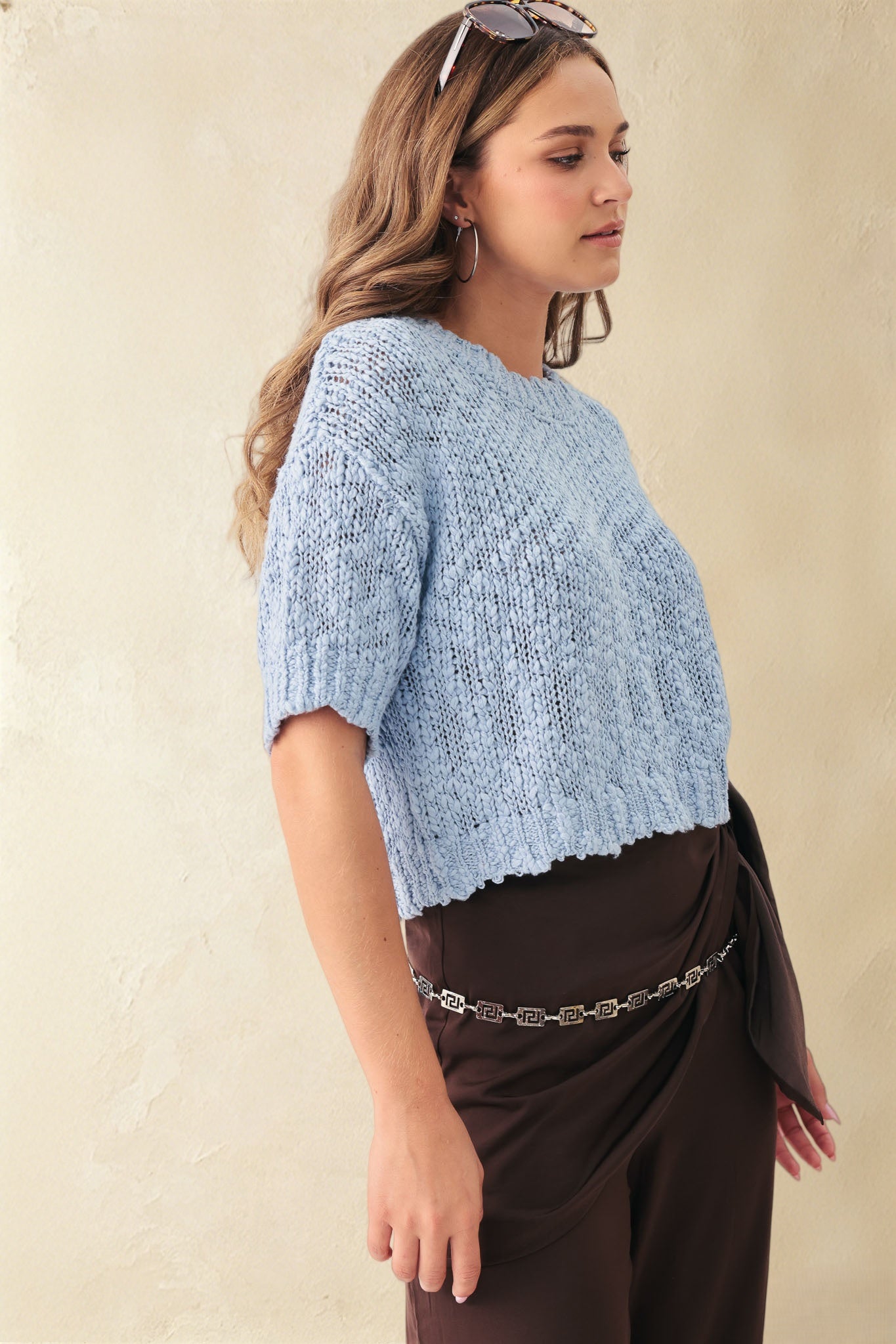 Mira Slub Cotton Short Sleeve Top