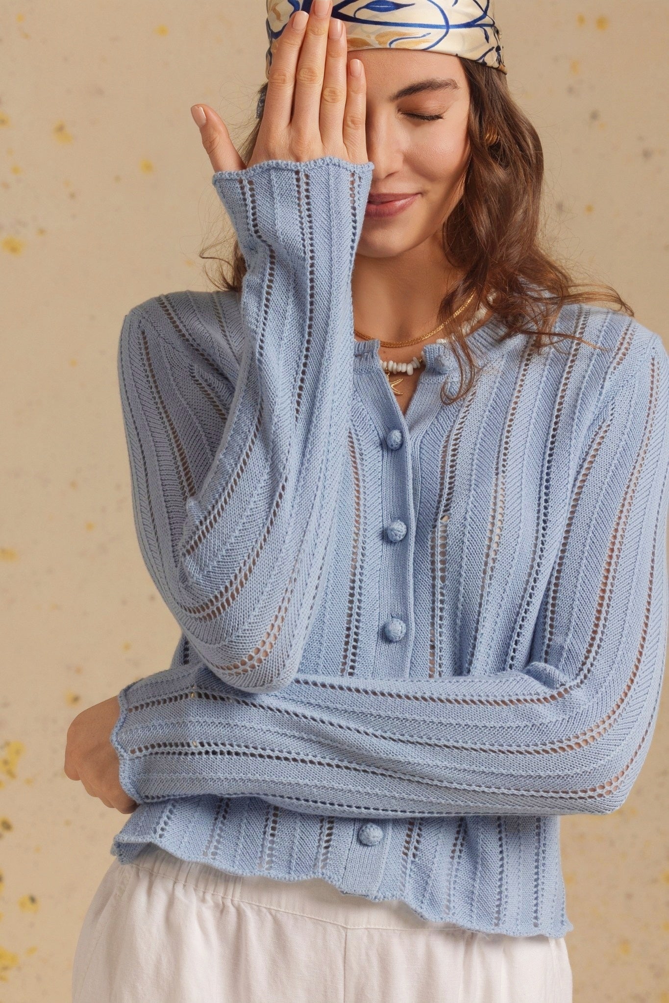 Elody Cotton Pointelled Cardigan