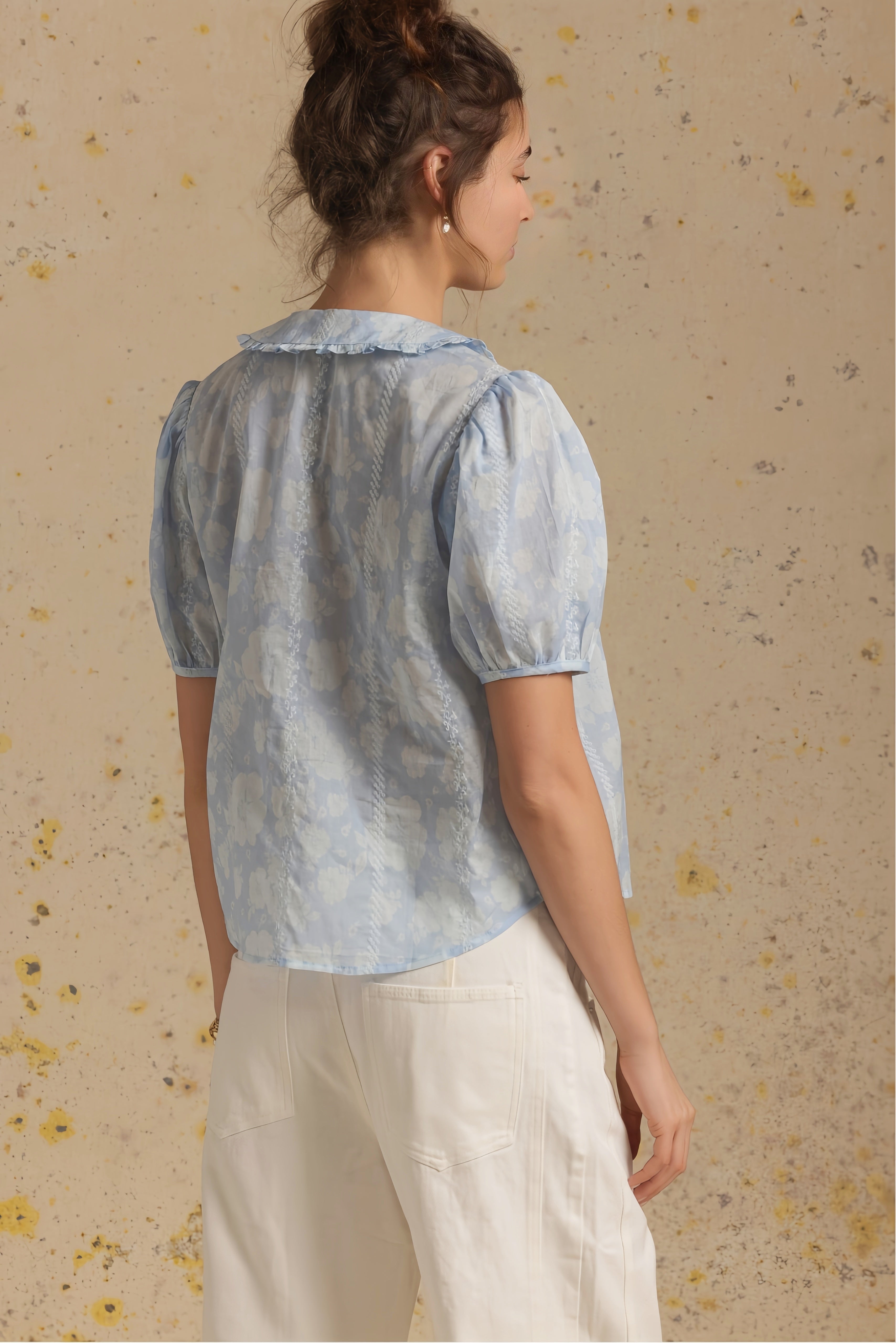Jessa Short Sleeve Embroidered Blouse