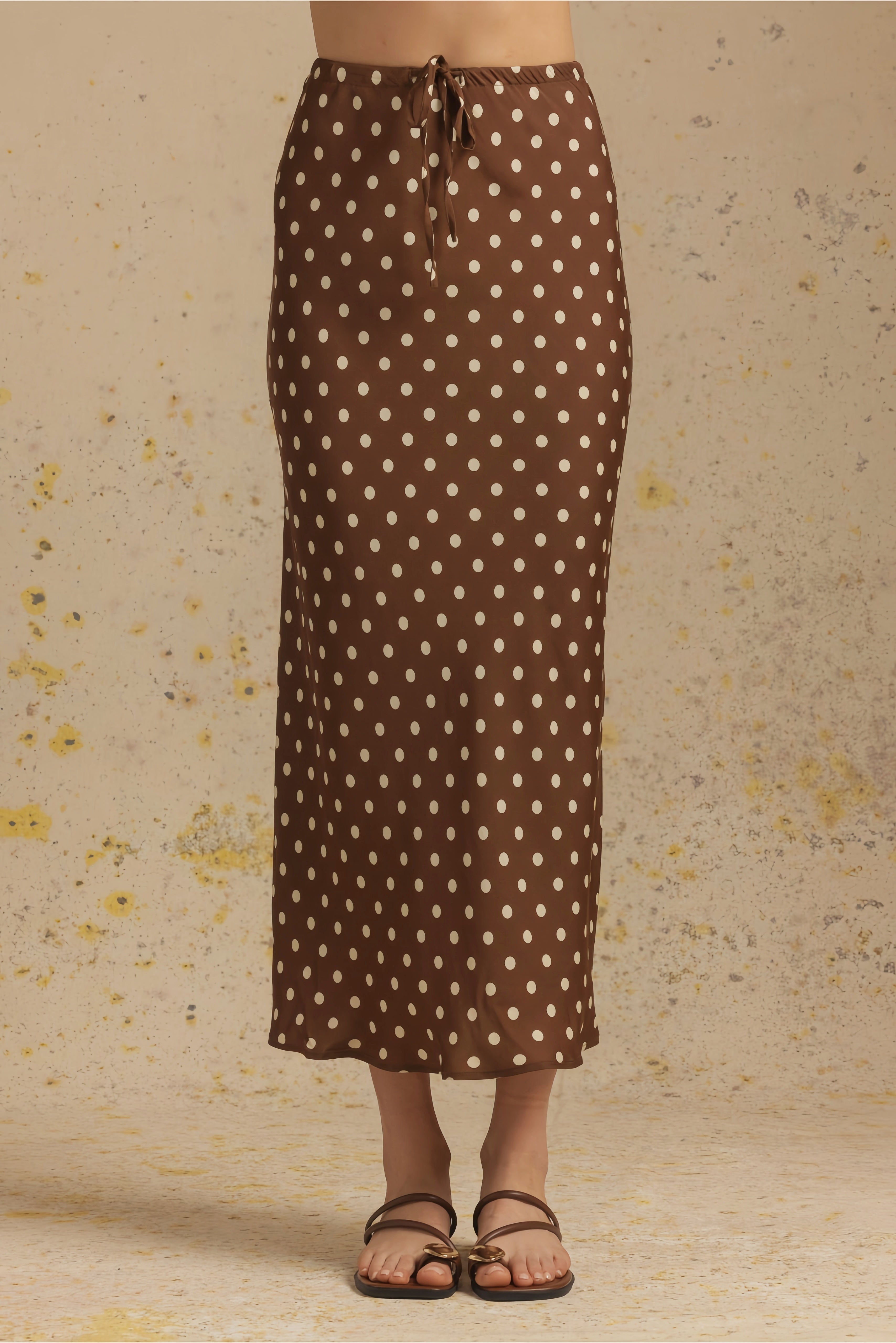 Tate Polka Dot Bias Cut Midi Skirt
