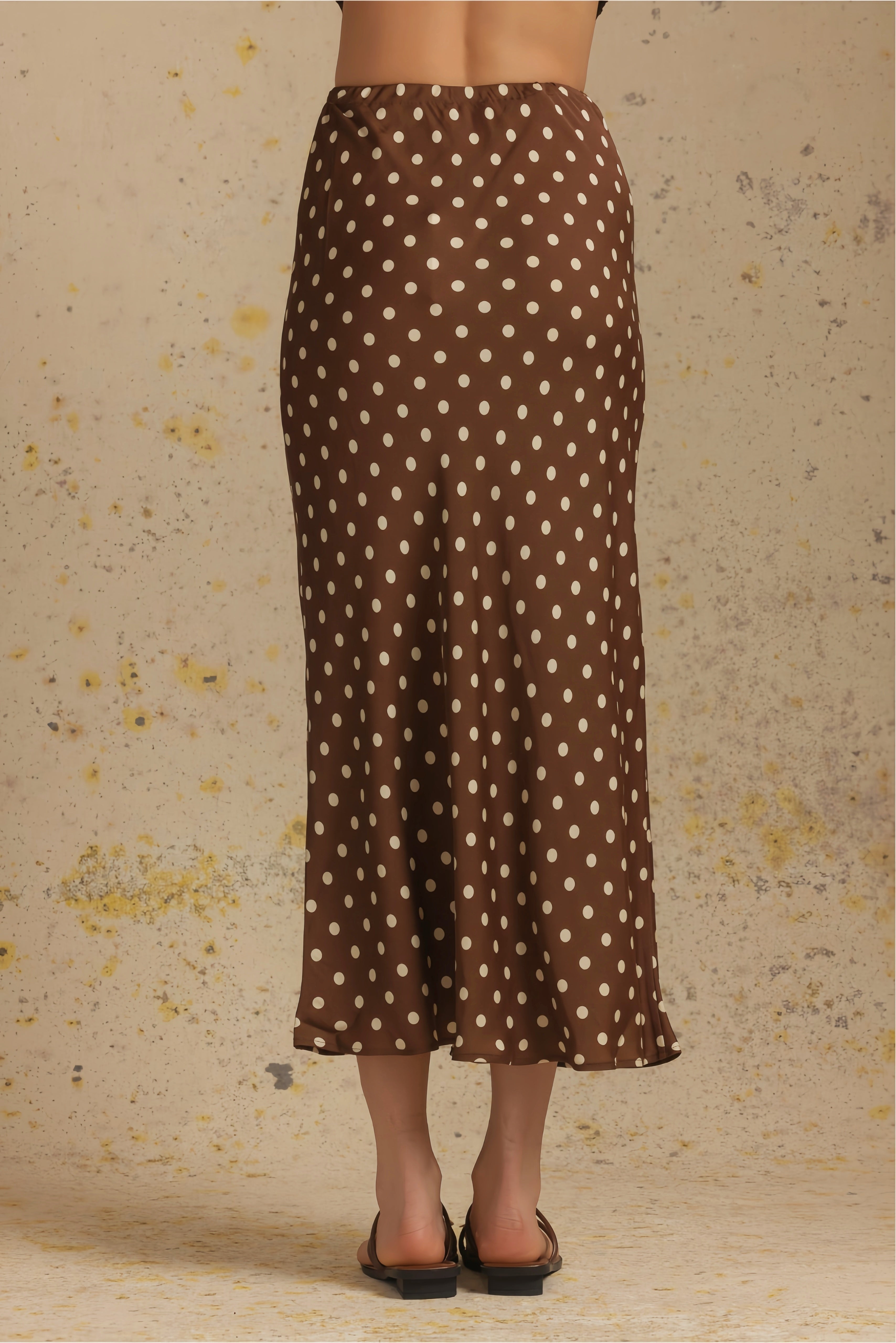 Tate Polka Dot Bias Cut Midi Skirt