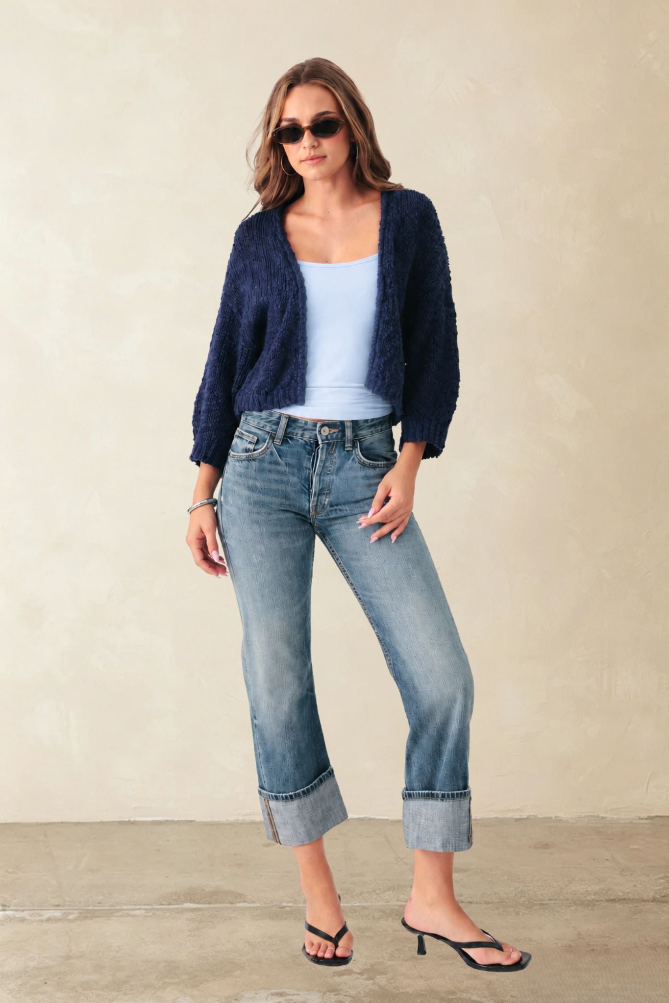Erin Slub Cotton Open Cardigan