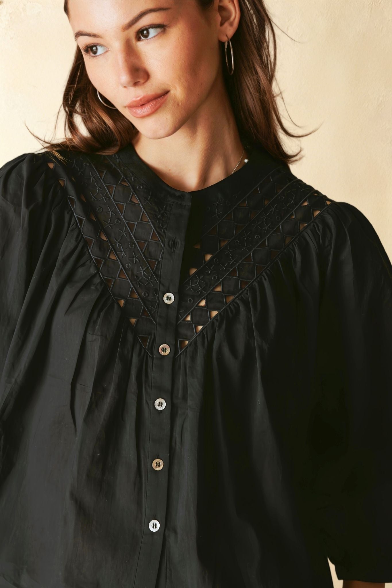 Alivia 3/4 Sleeve Embroidered Blouse