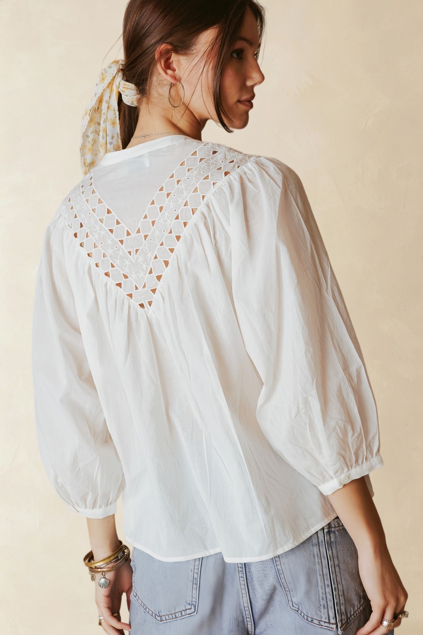 Alivia 3/4 Sleeve Embroidered Blouse