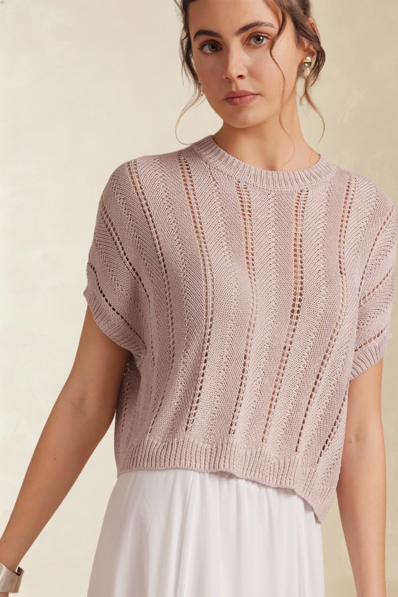 Astrid Sequin Openstitch Knit Vest