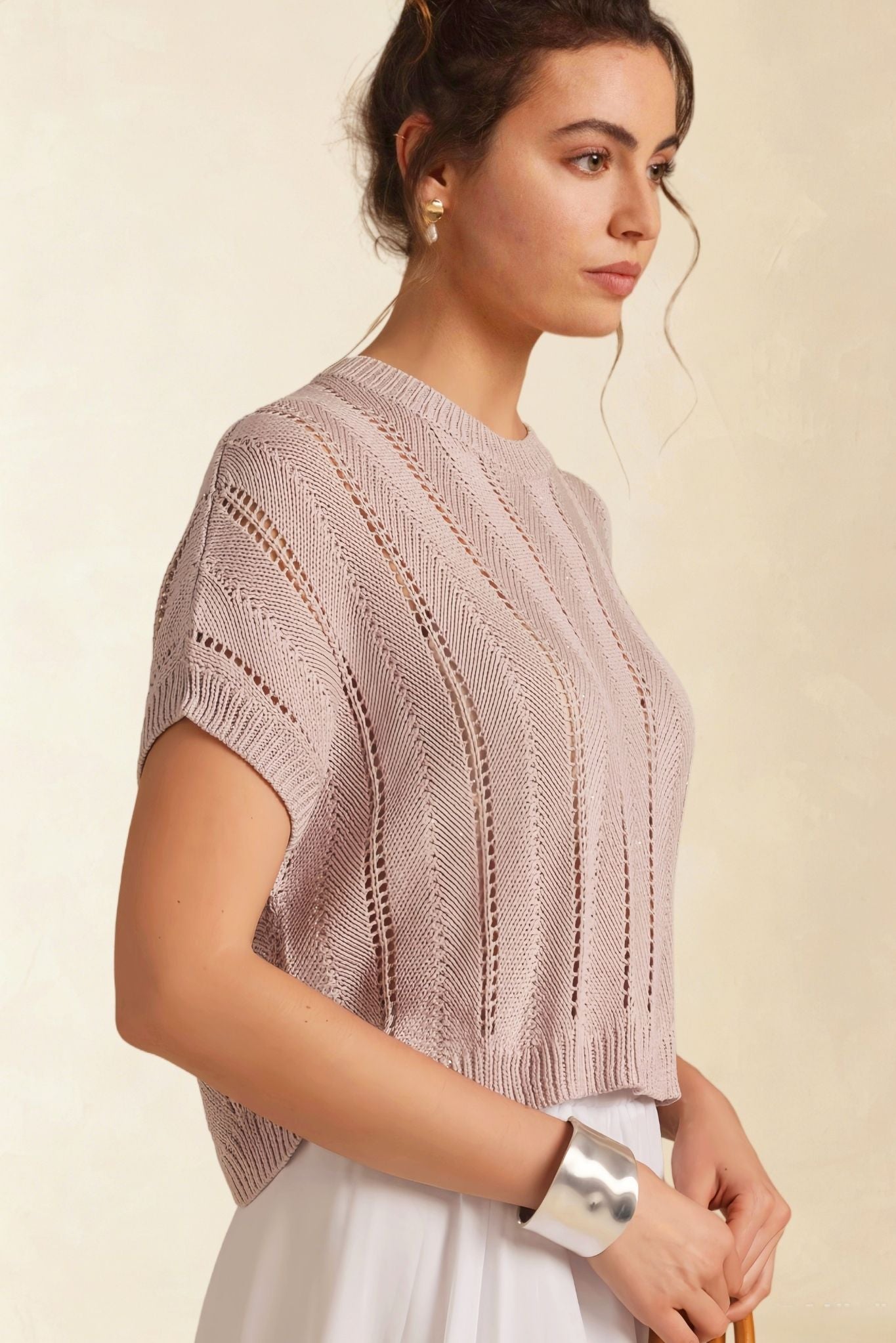 Astrid Sequin Openstitch Knit Vest