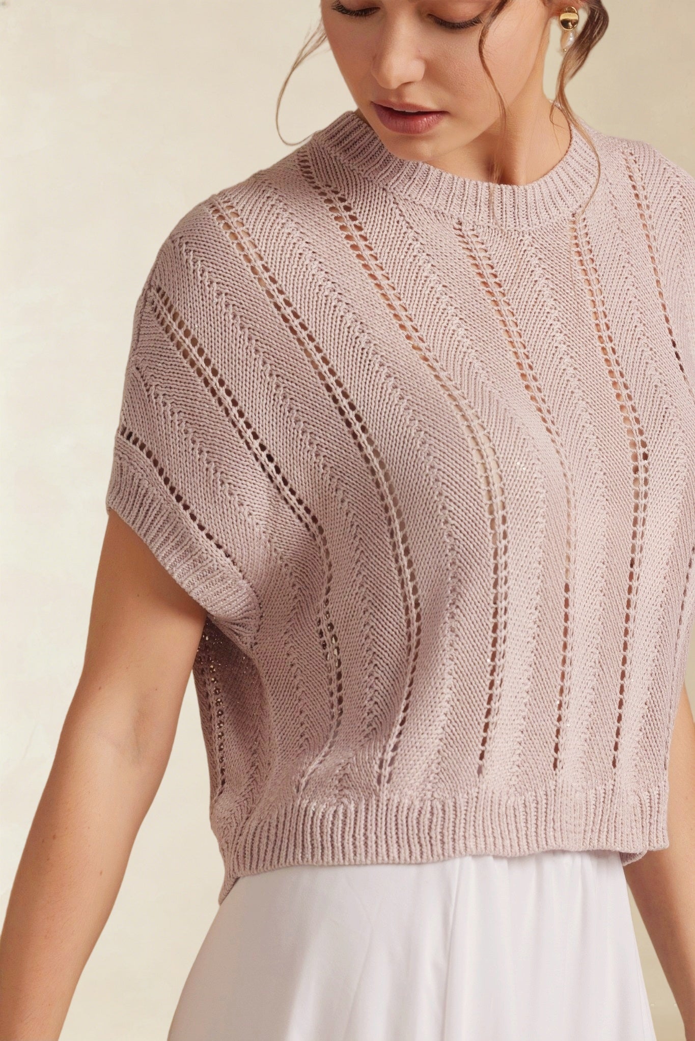 Astrid Sequin Openstitch Knit Vest