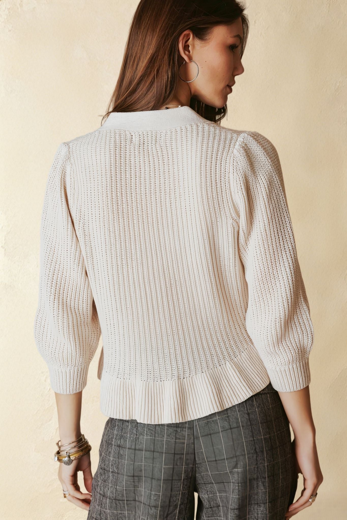 Hally Ruffle Hem V Neck Cardigan