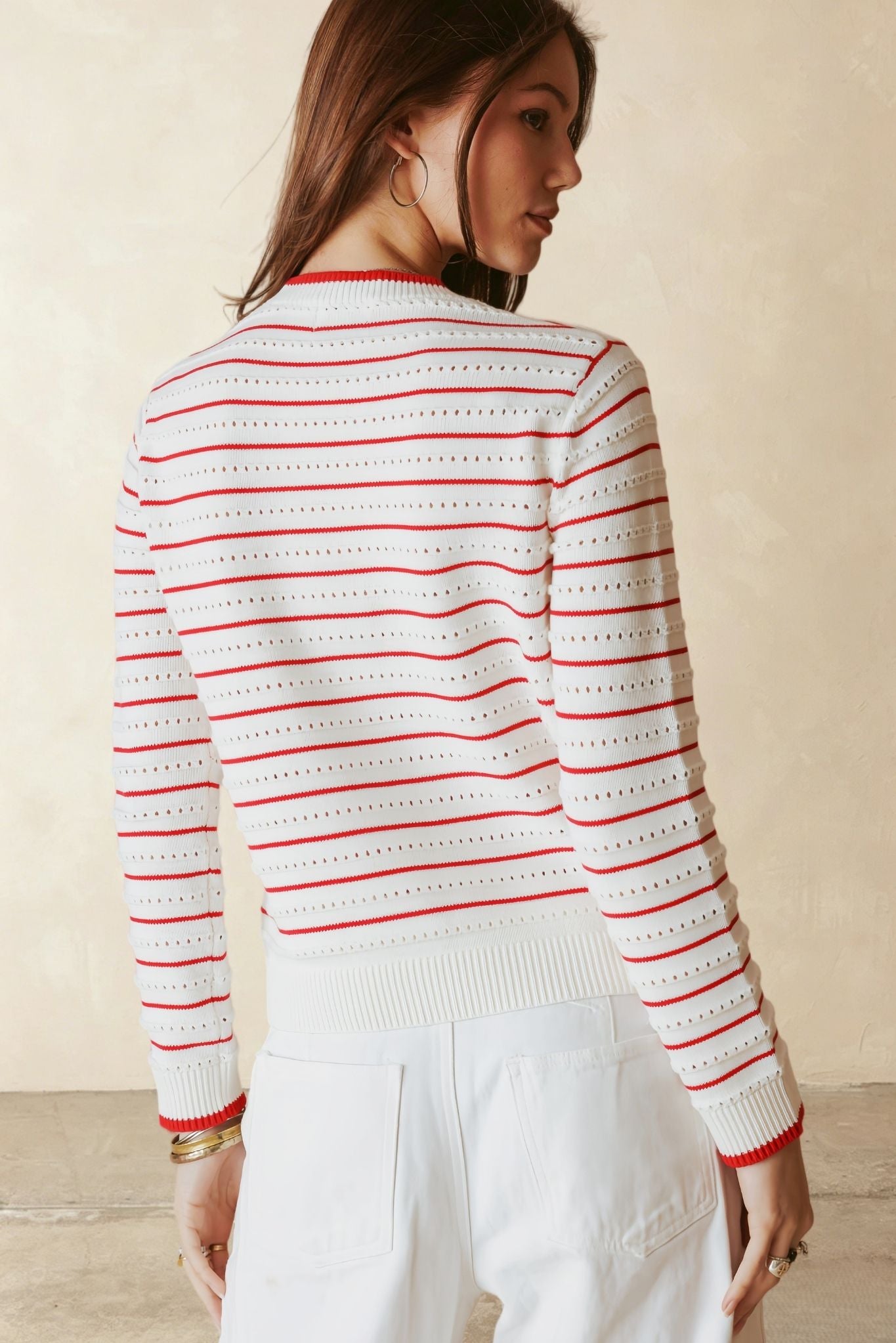 Leah Cotton Striped Crew