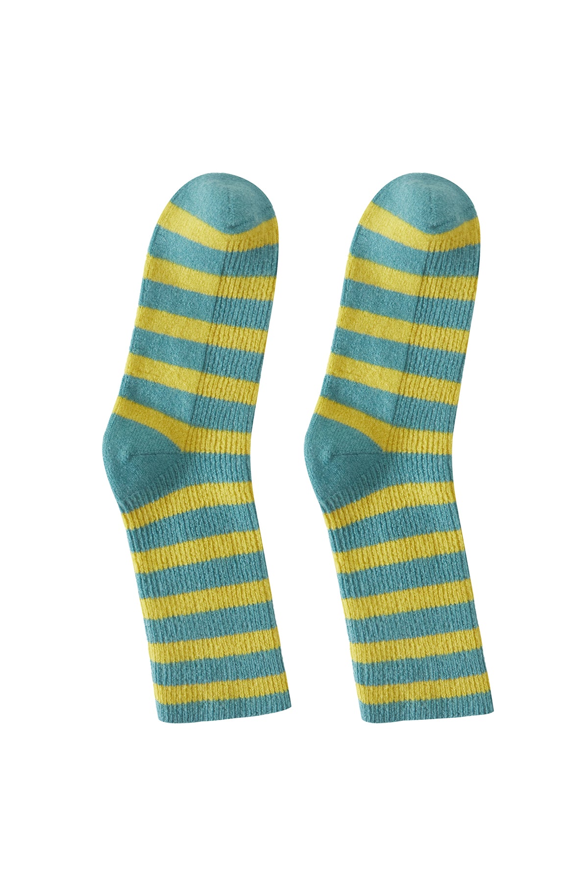 Elsa Socks Cashmere Contrast-Stripe Crew Socks