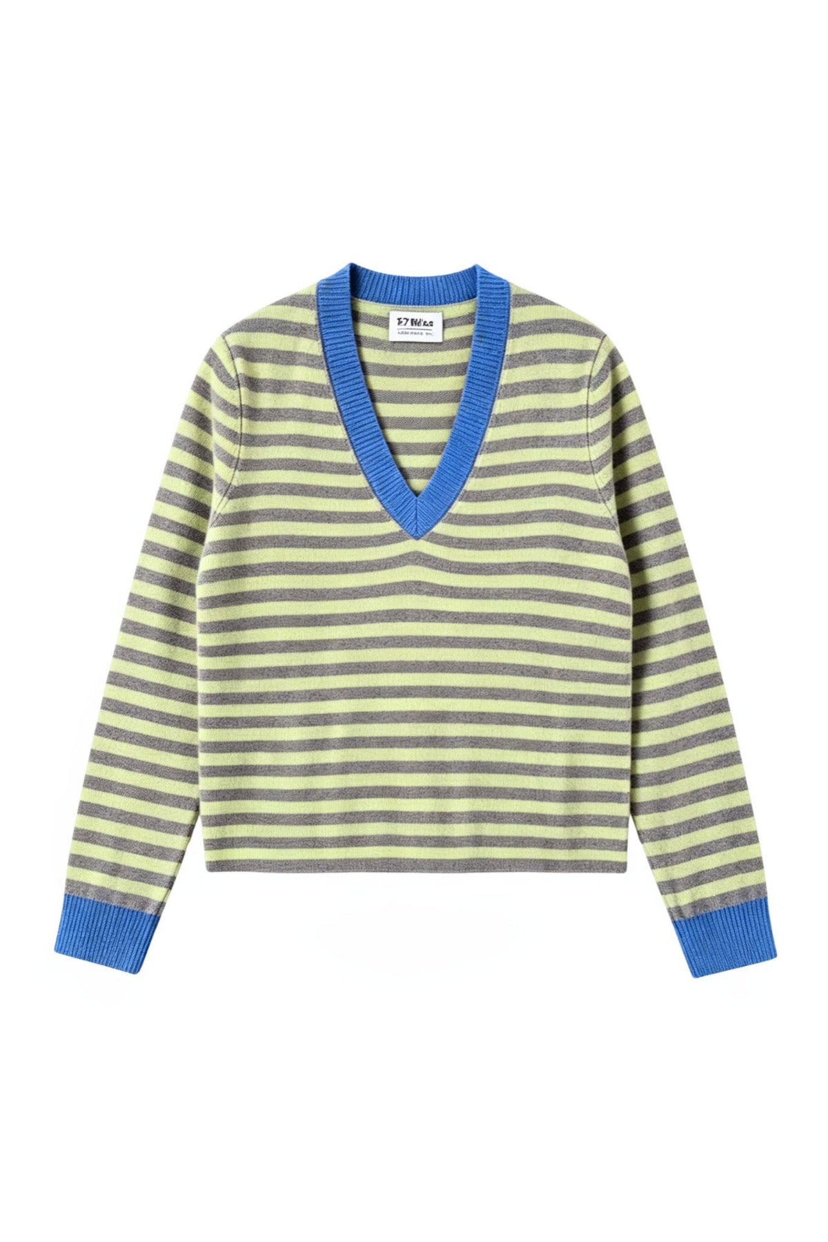 Haylie Cashmere Contrast-Stripe V-Neck Pullover