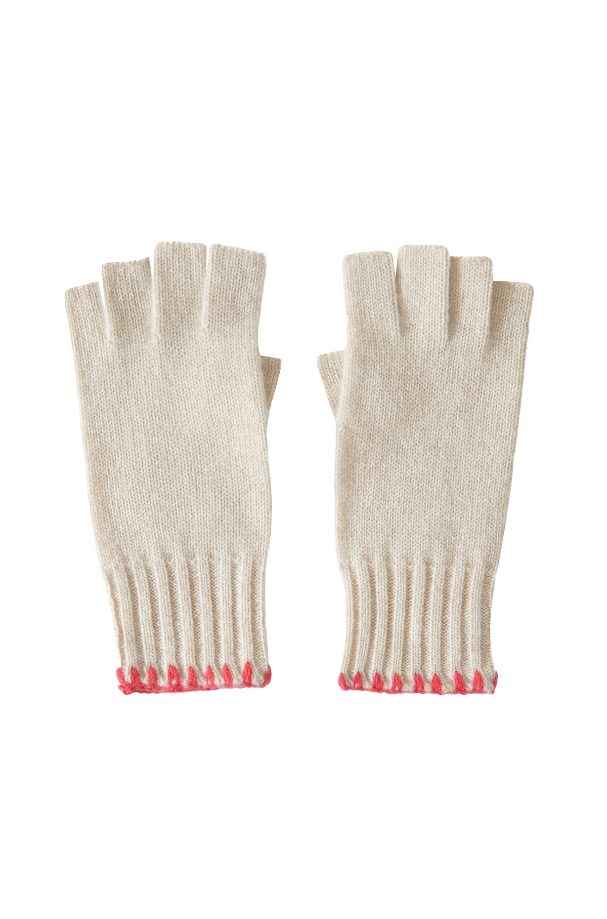 Joanie Gloves Cashmere Contrast-Stitch Fingerless Gloves