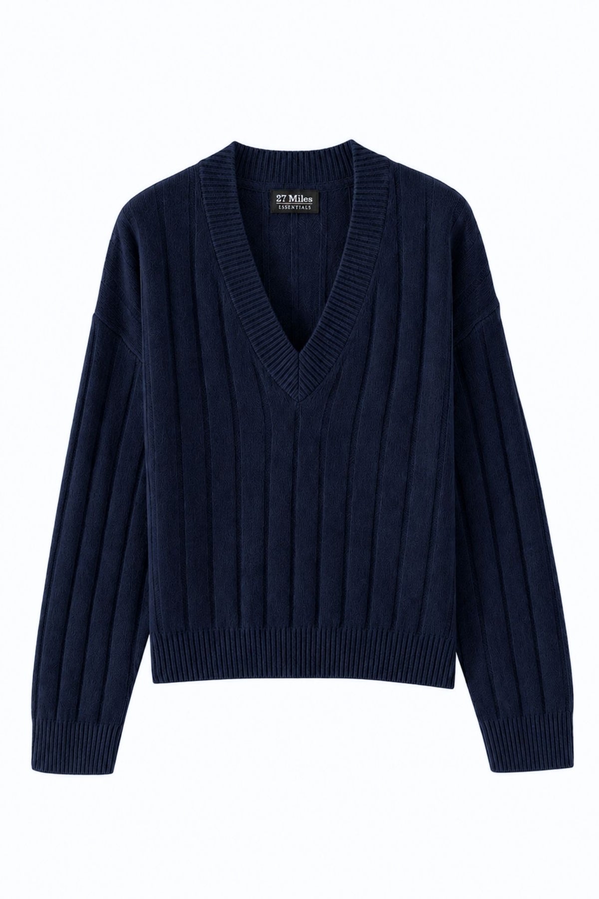 Daniella Cashmere Ribbed V-Neck Pullover