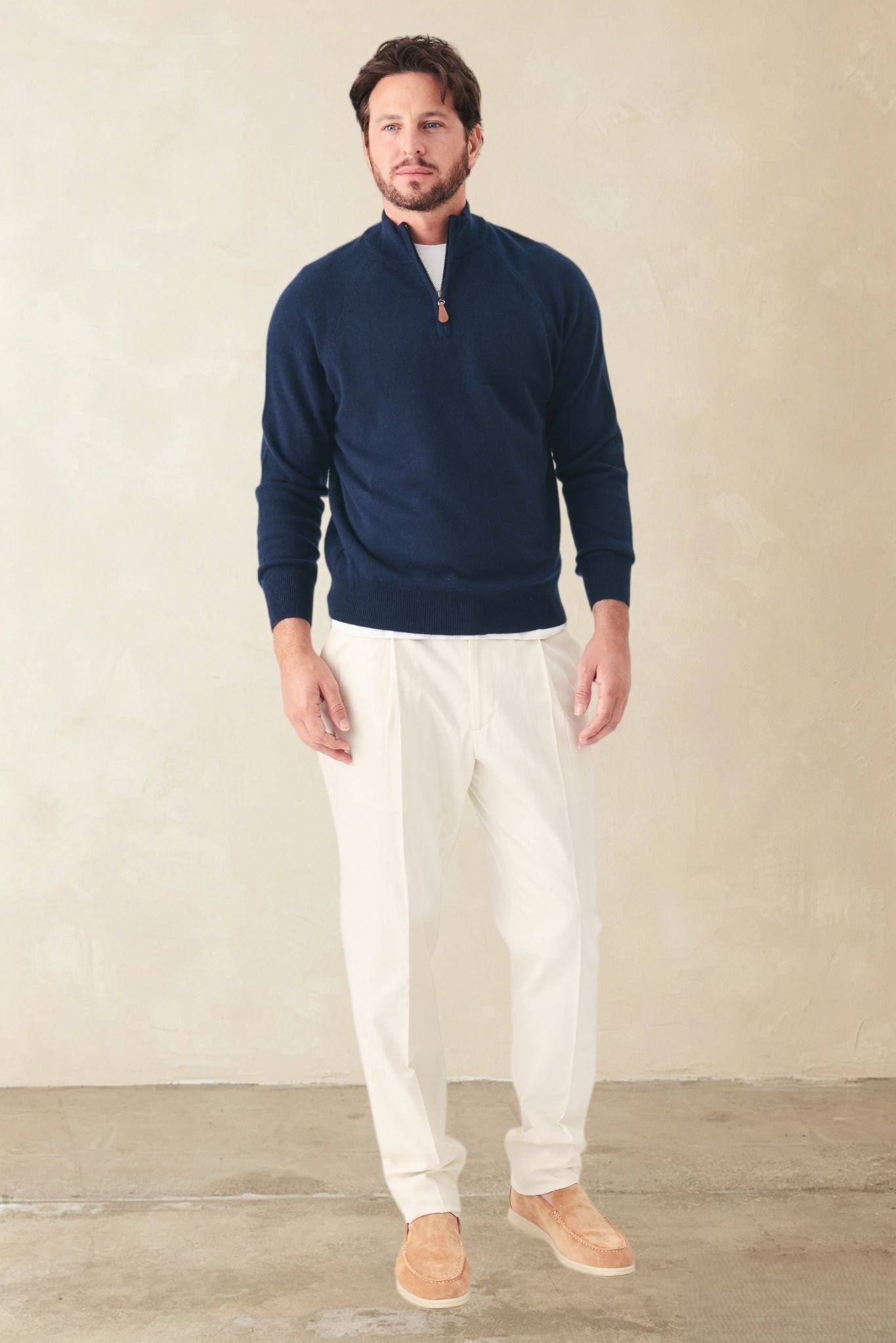Davide Cashmere Quarter Zip Pullover