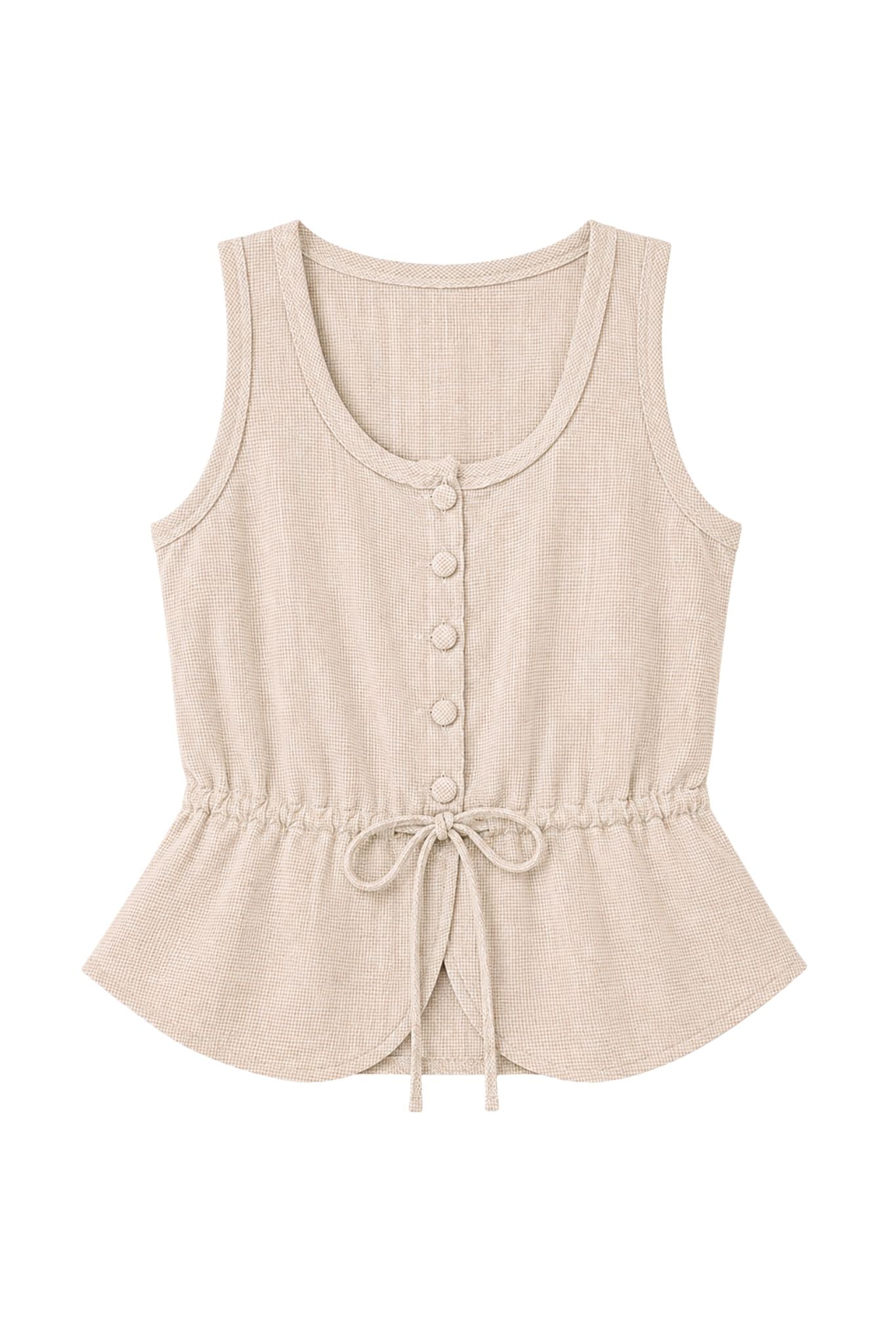 Maris Linen Button Up Drawstring Tank