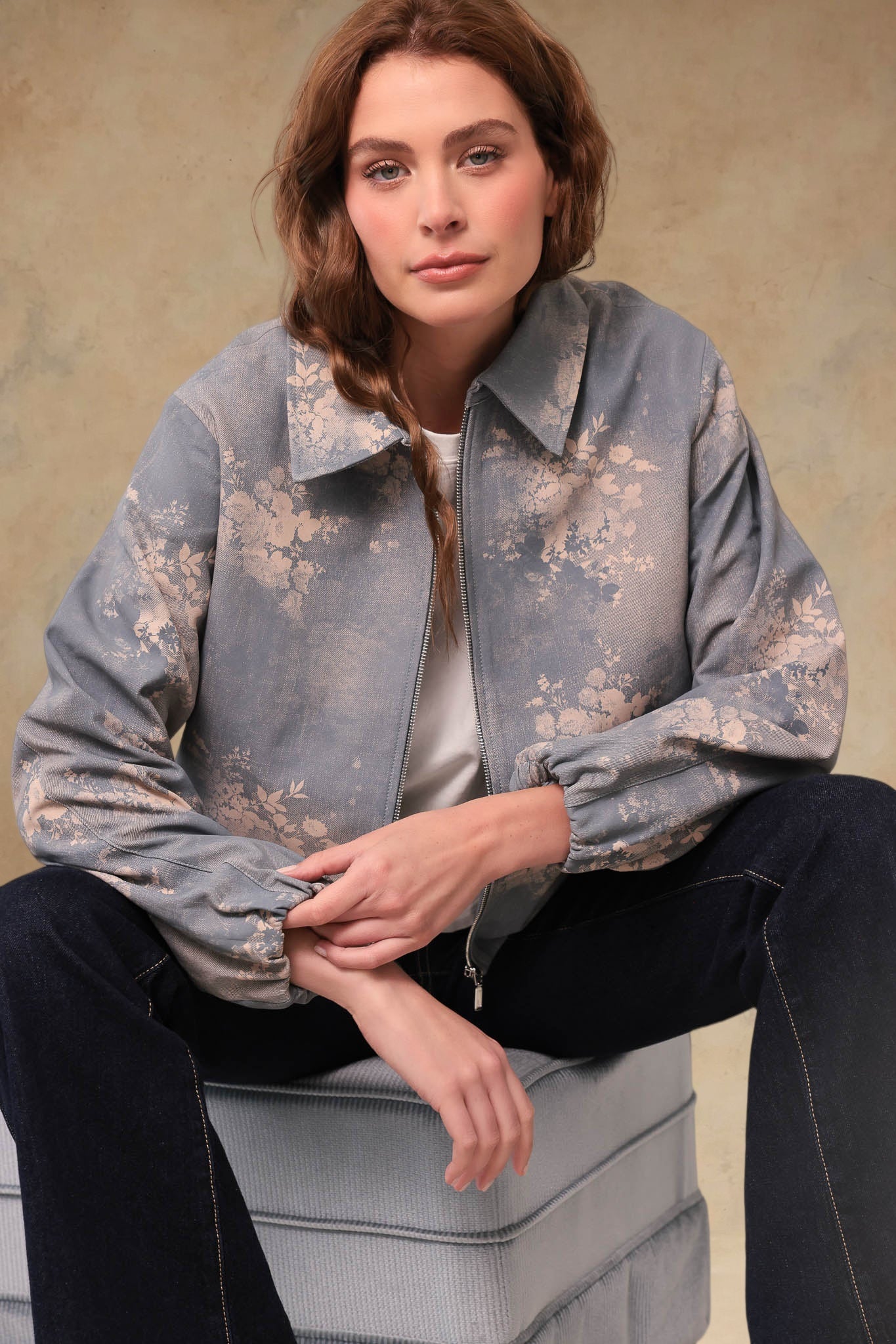 Didi Women's Denim Printed Leather Jacket