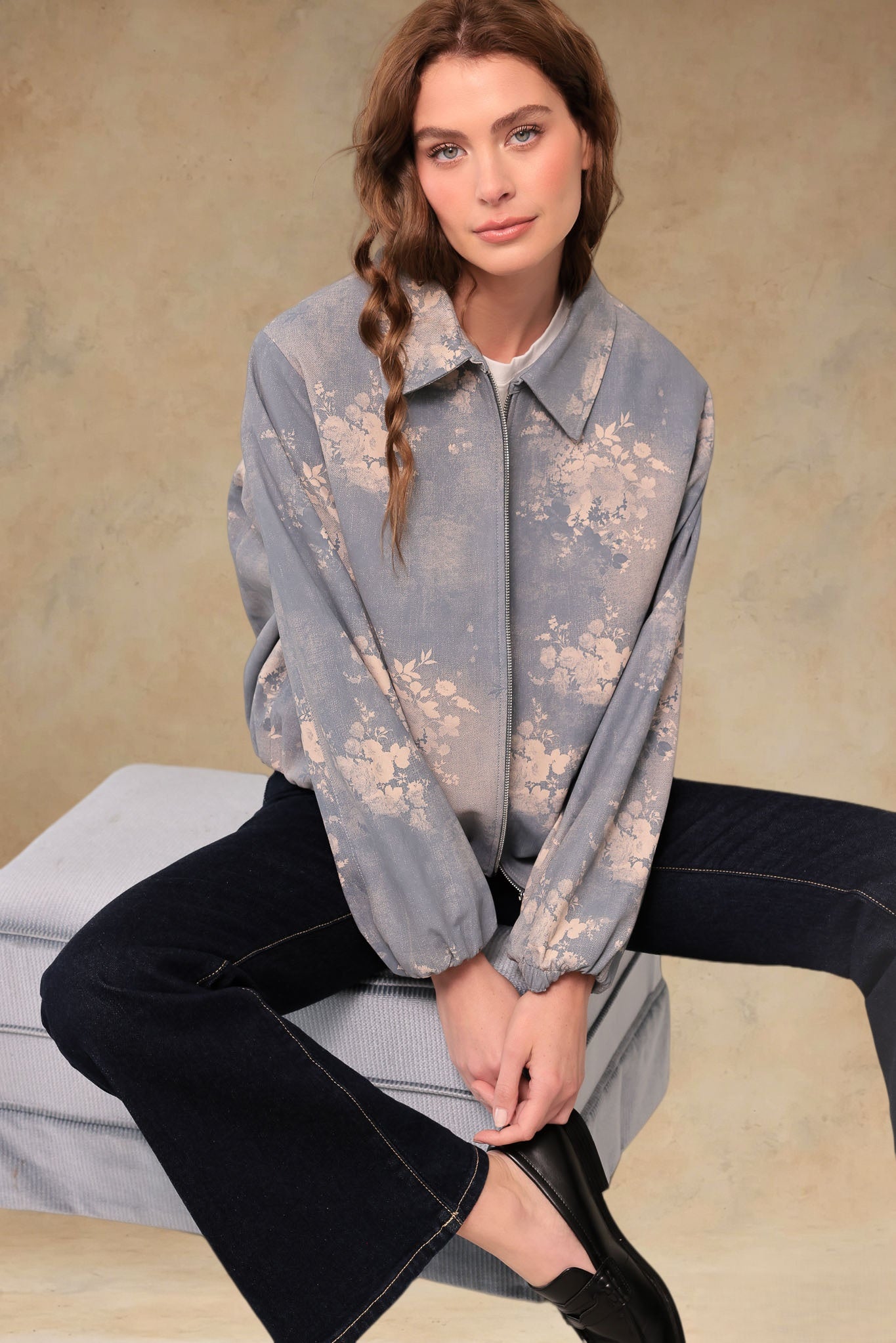 Didi Women's Denim Printed Leather Jacket
