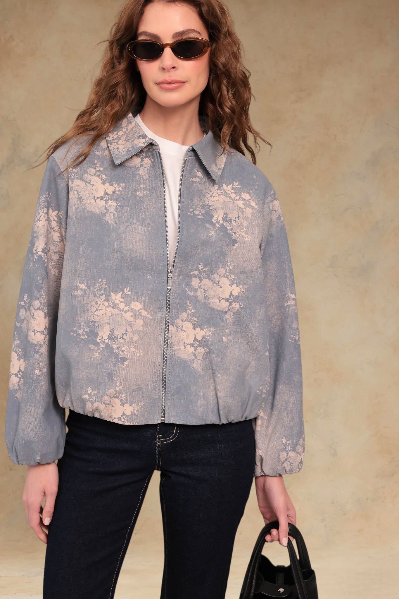 Didi Women's Denim Printed Leather Jacket