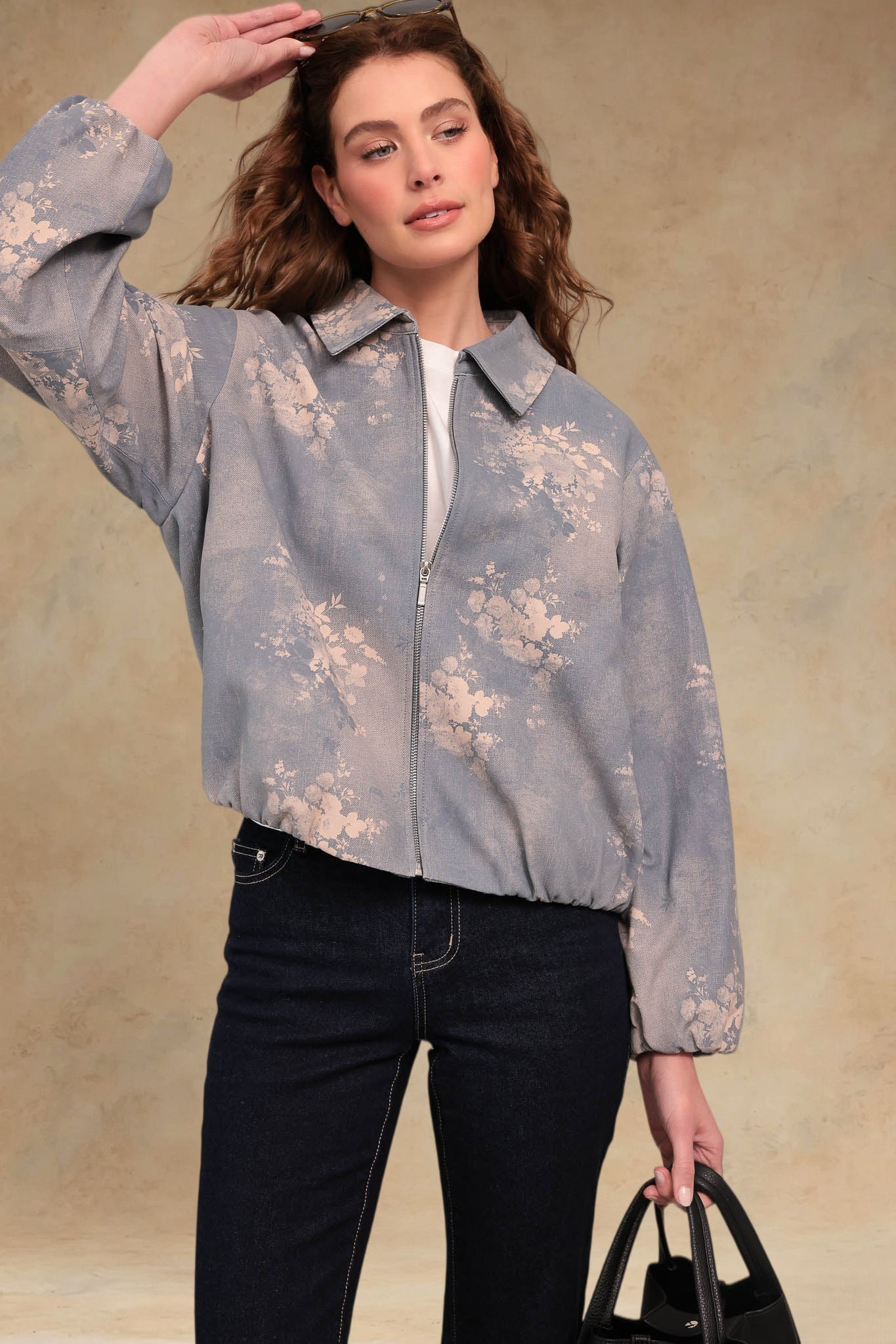 Didi Women's Denim Printed Leather Jacket