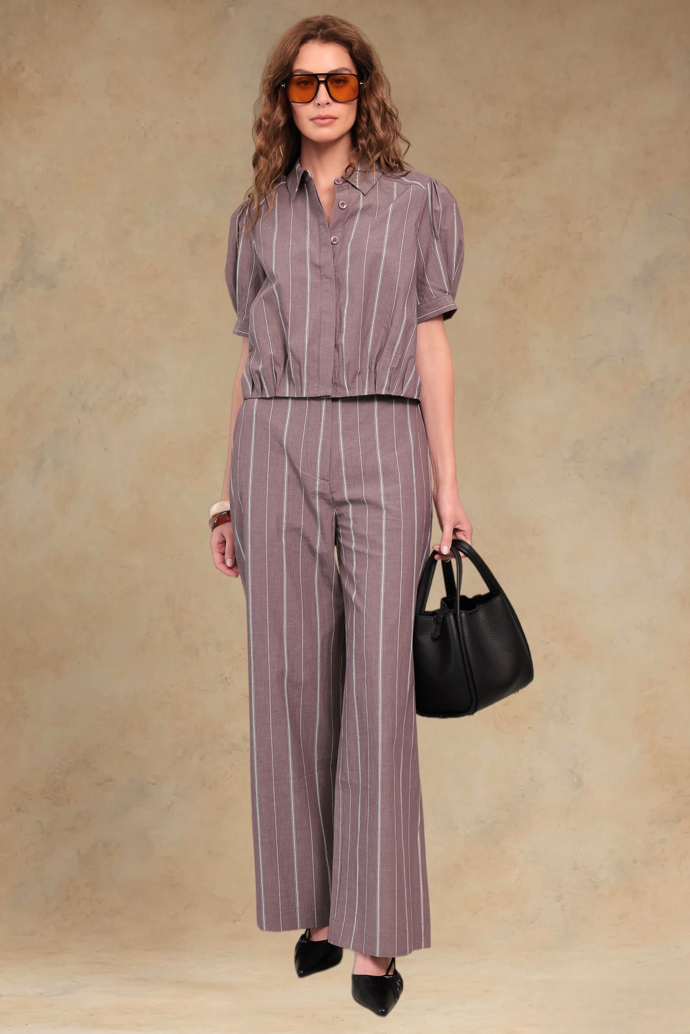 Marcia Cotton Striped Tailored Pant