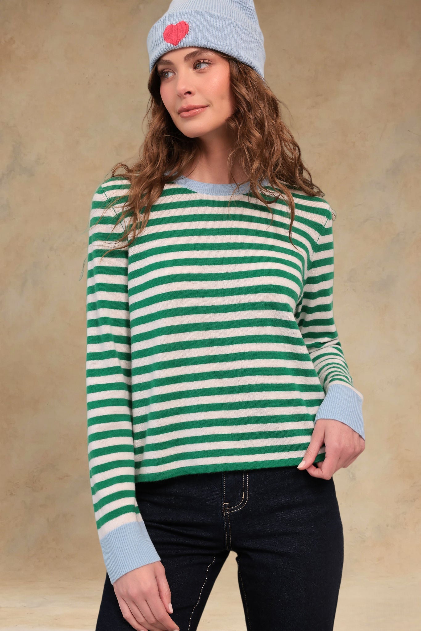 Suzette Cashmere Striped Crew