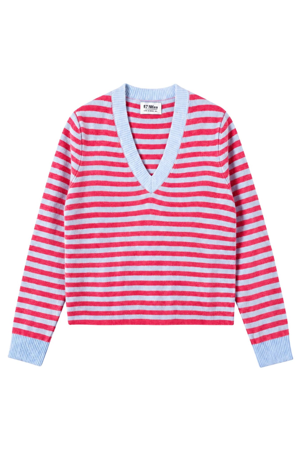 Haylie Cashmere Contrast-Stripe V-Neck Pullover
