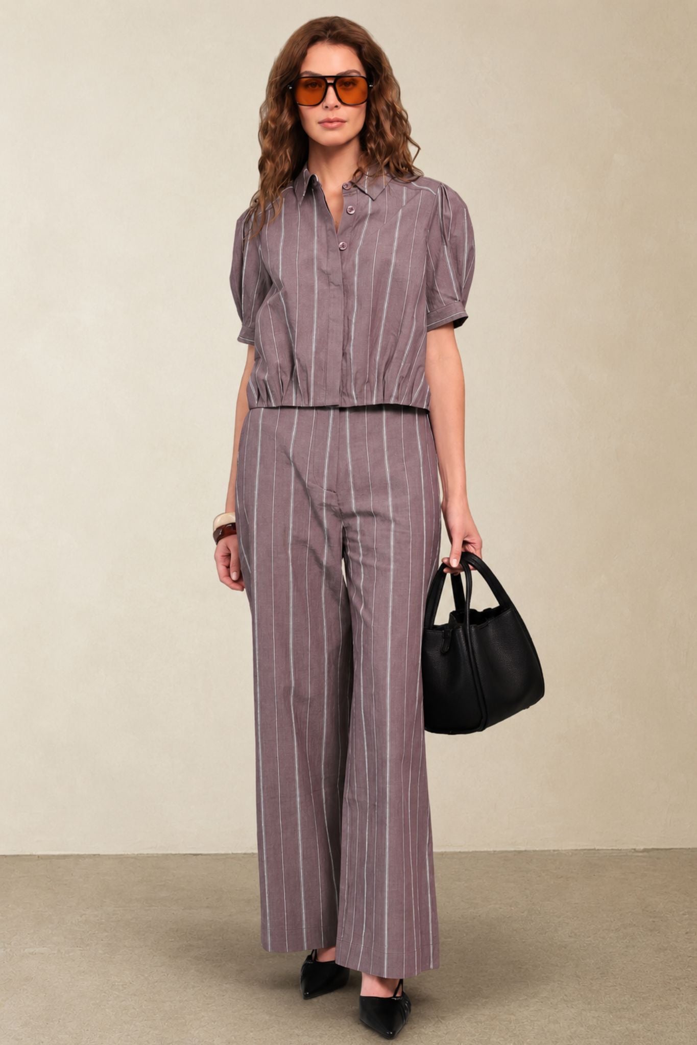 Marcia Cotton Striped Tailored Pant