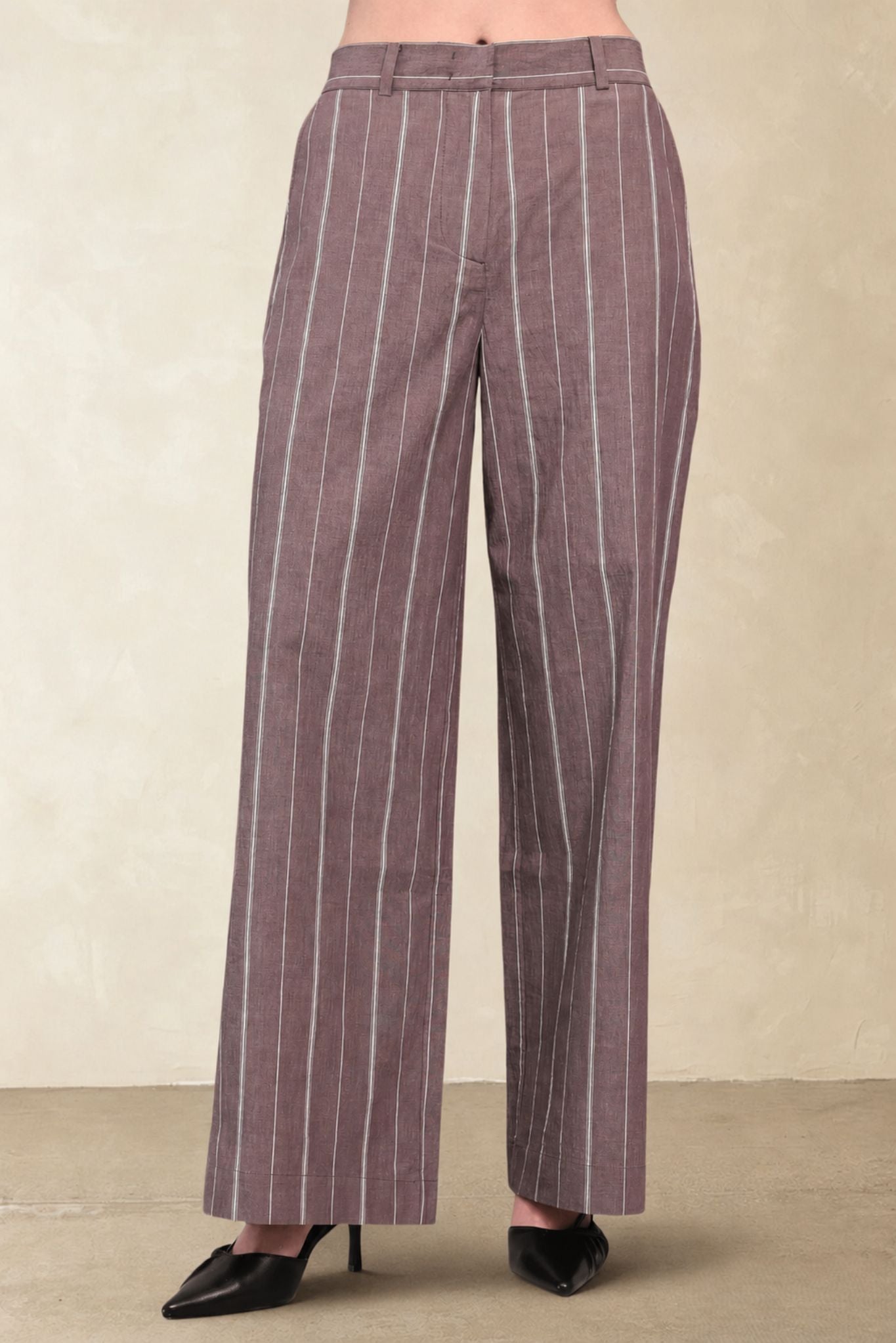 Marcia Cotton Striped Tailored Pant