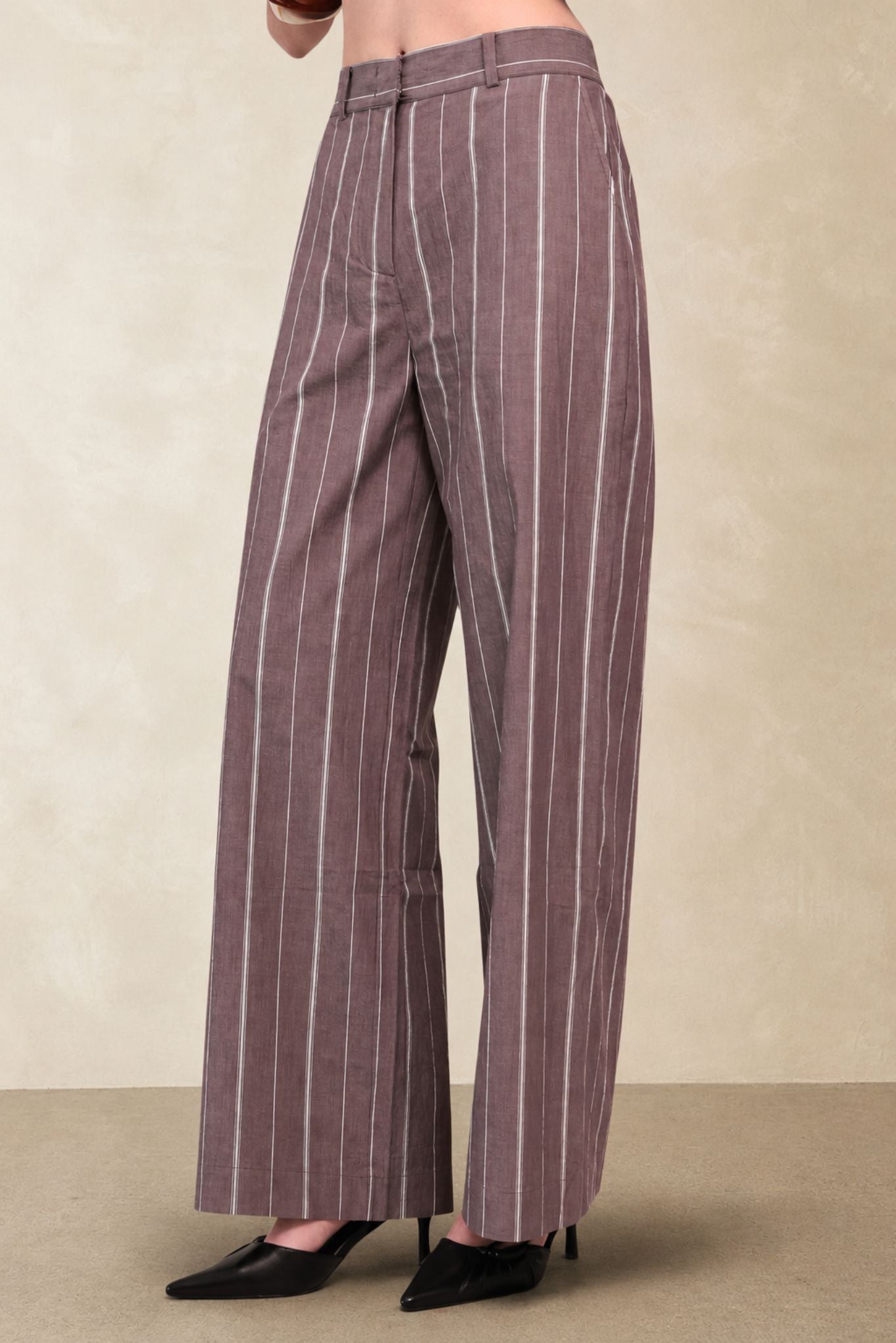 Marcia Cotton Striped Tailored Pant